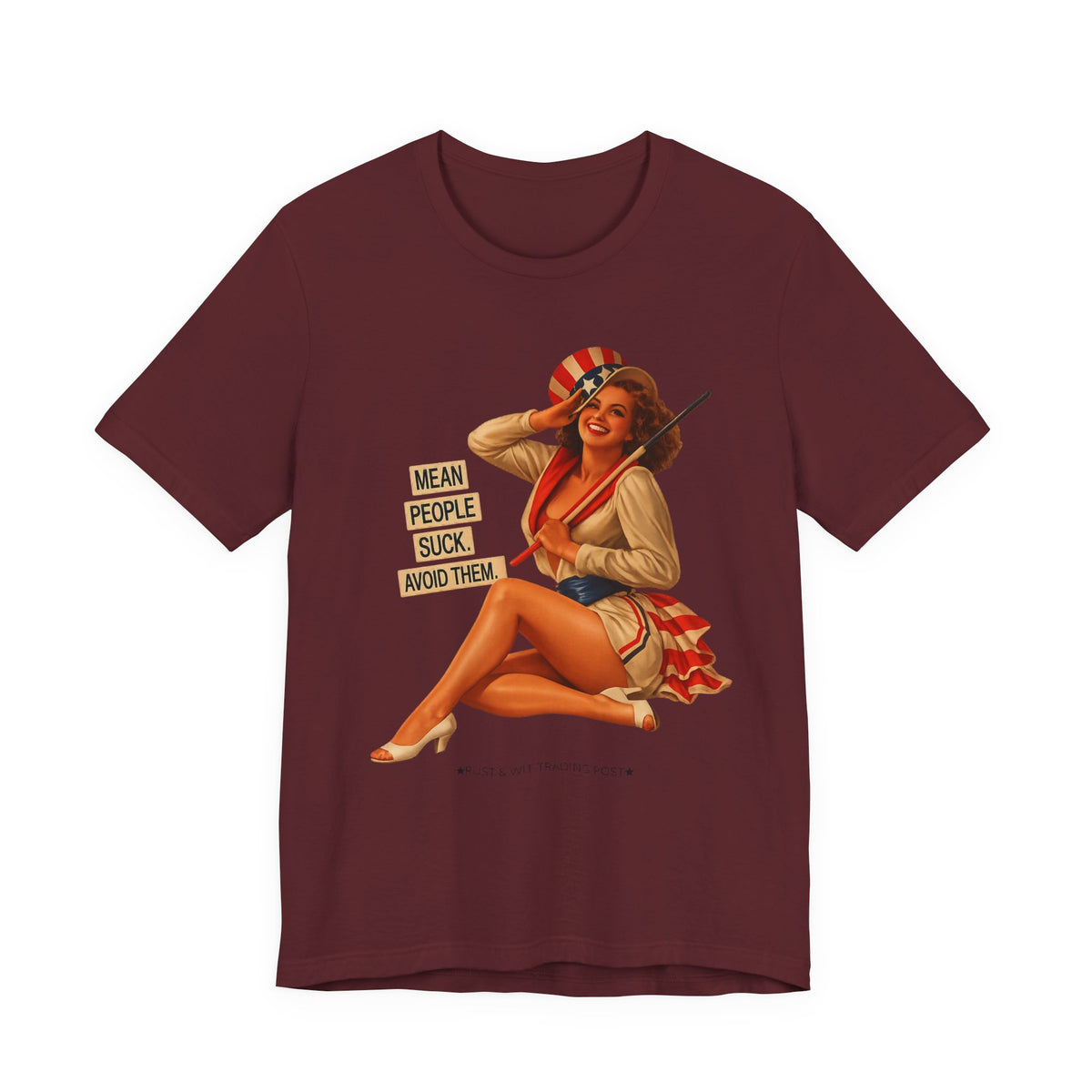 Mean People Suck Avoid Them — Vintage Pinup Humor Unisex Graphic Tee