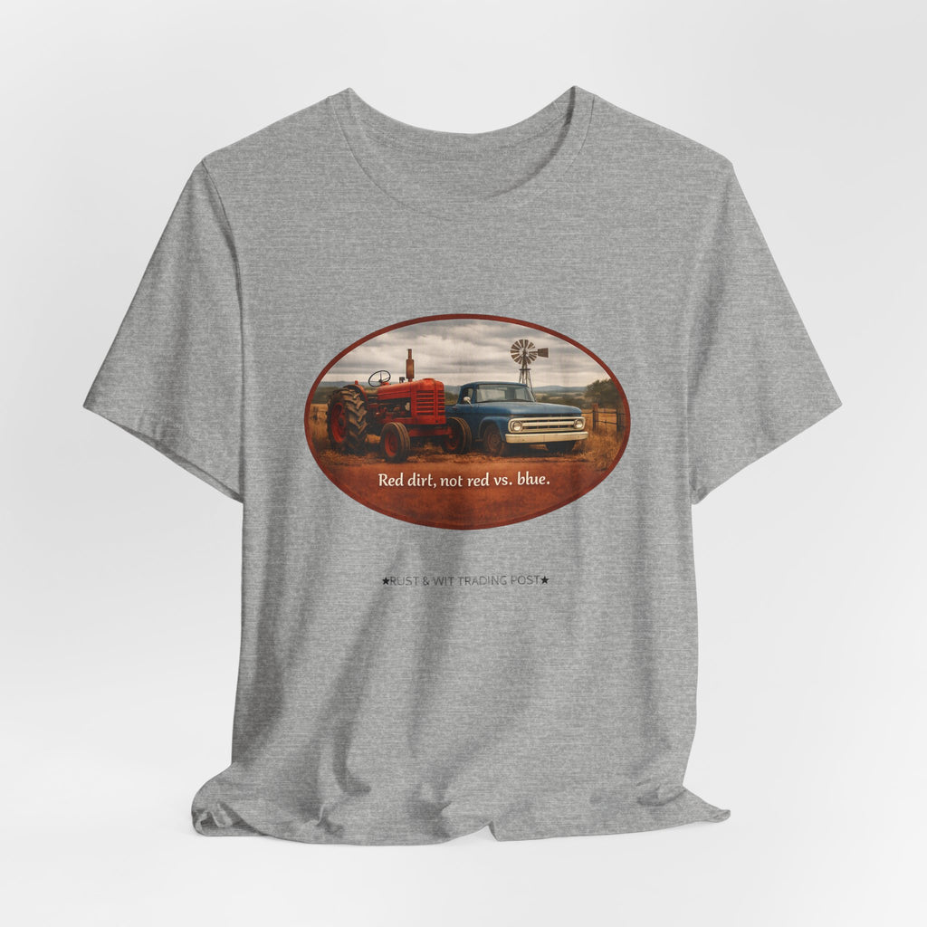 Vintage Farm Trucks Tee — "Red dirt, not red vs. blue."