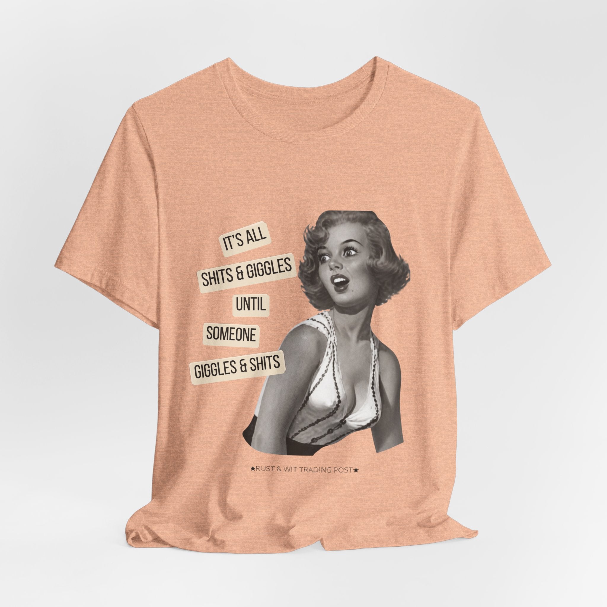 Graphic Tee — Retro Pin-Up 'It's All Shits & Giggles' Funny Vintage Shirt