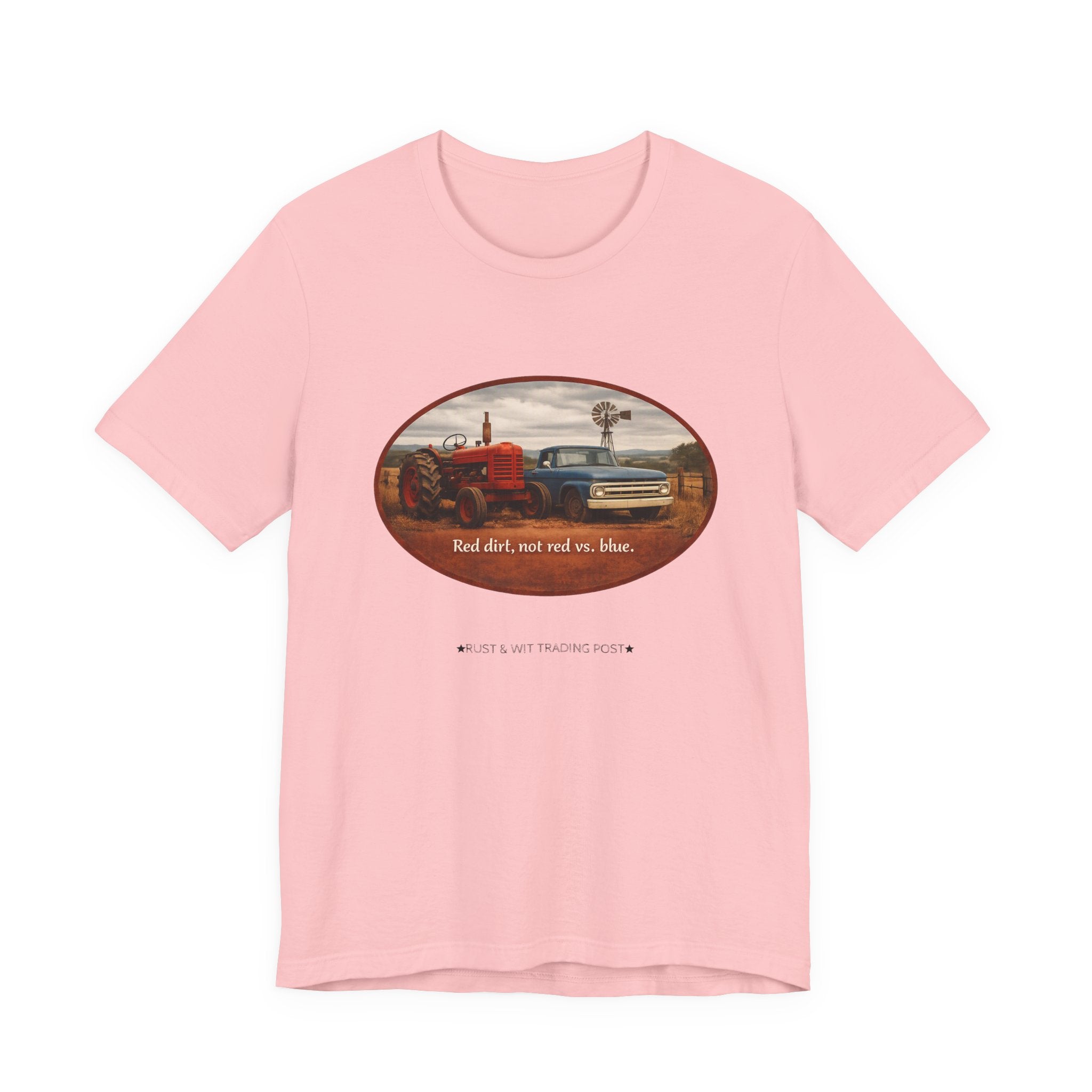 Vintage Farm Trucks Tee — "Red dirt, not red vs. blue."