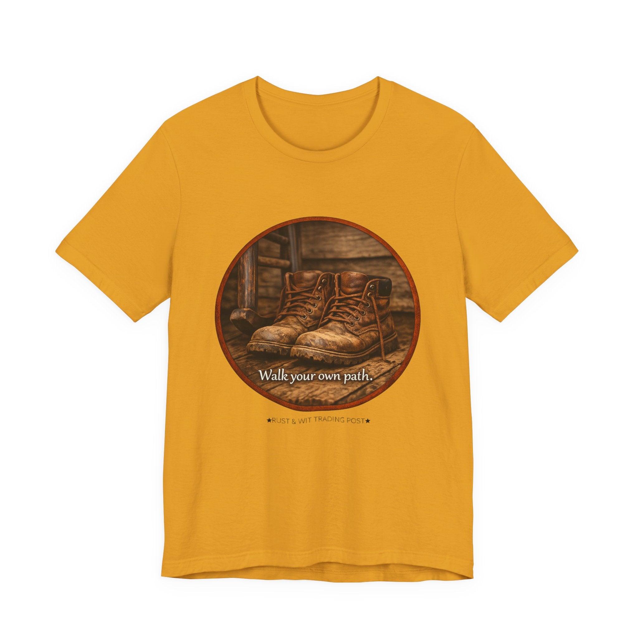 Vintage Boots Graphic Tee — "Walk Your Own Path" Inspirational T‑Shirt
