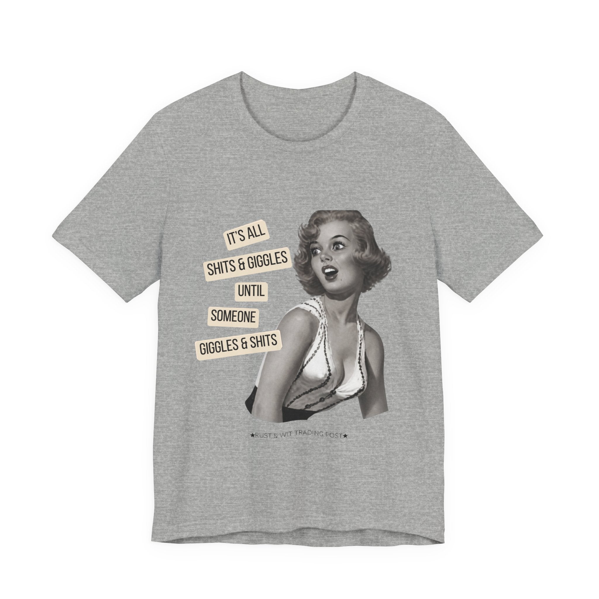 Graphic Tee — Retro Pin-Up 'It's All Shits & Giggles' Funny Vintage Shirt