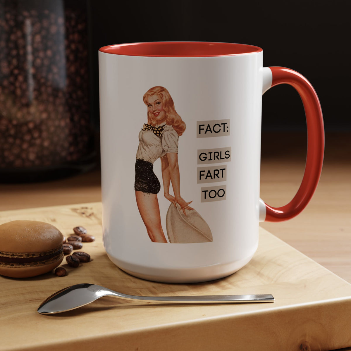 Fact: Girls Fart Too — Funny Retro Pinup Humor Accent Coffee Mug