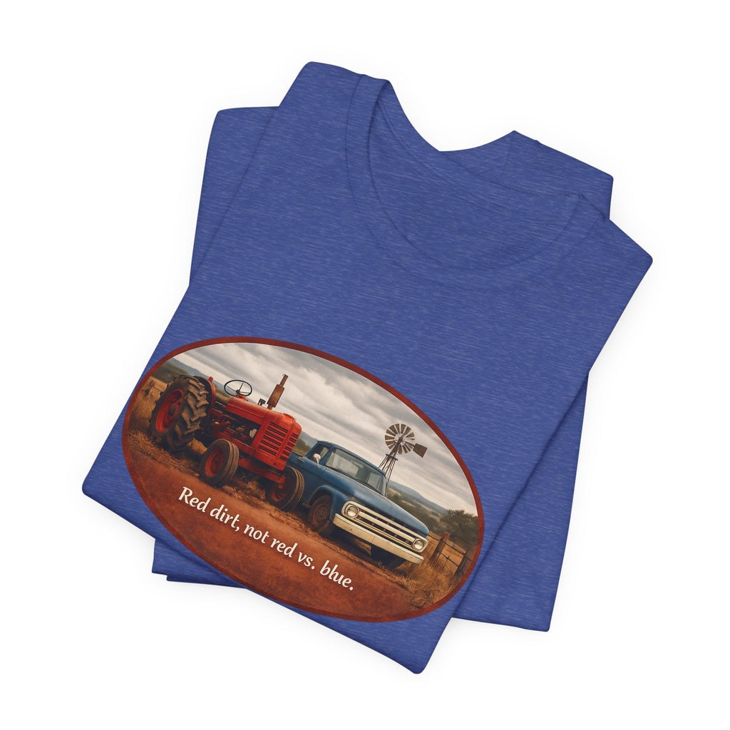 Vintage Farm Trucks Tee — "Red dirt, not red vs. blue."