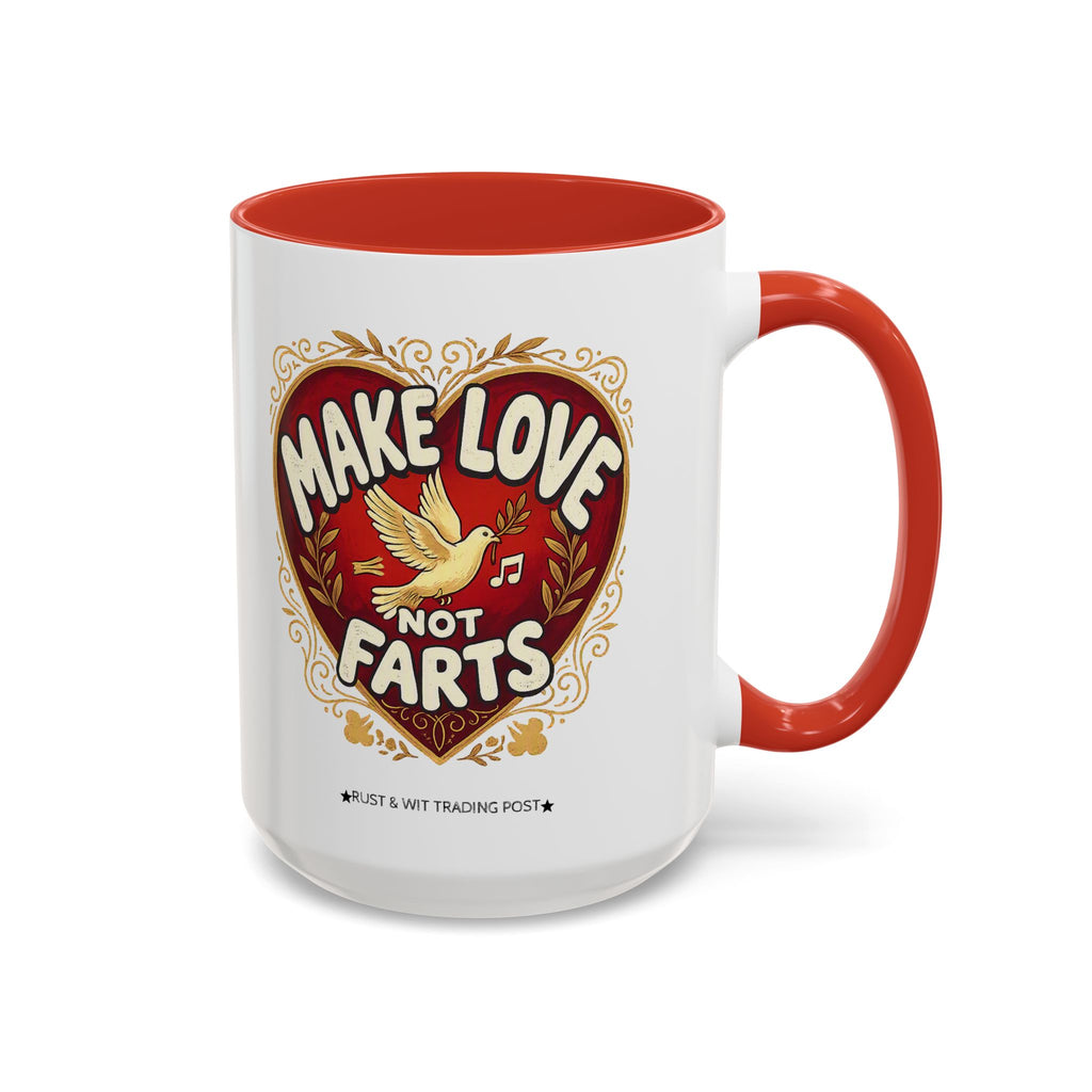 Make Love Not Farts — Funny Retro Heart Graphic Coffee Mug (11oz & 15oz)