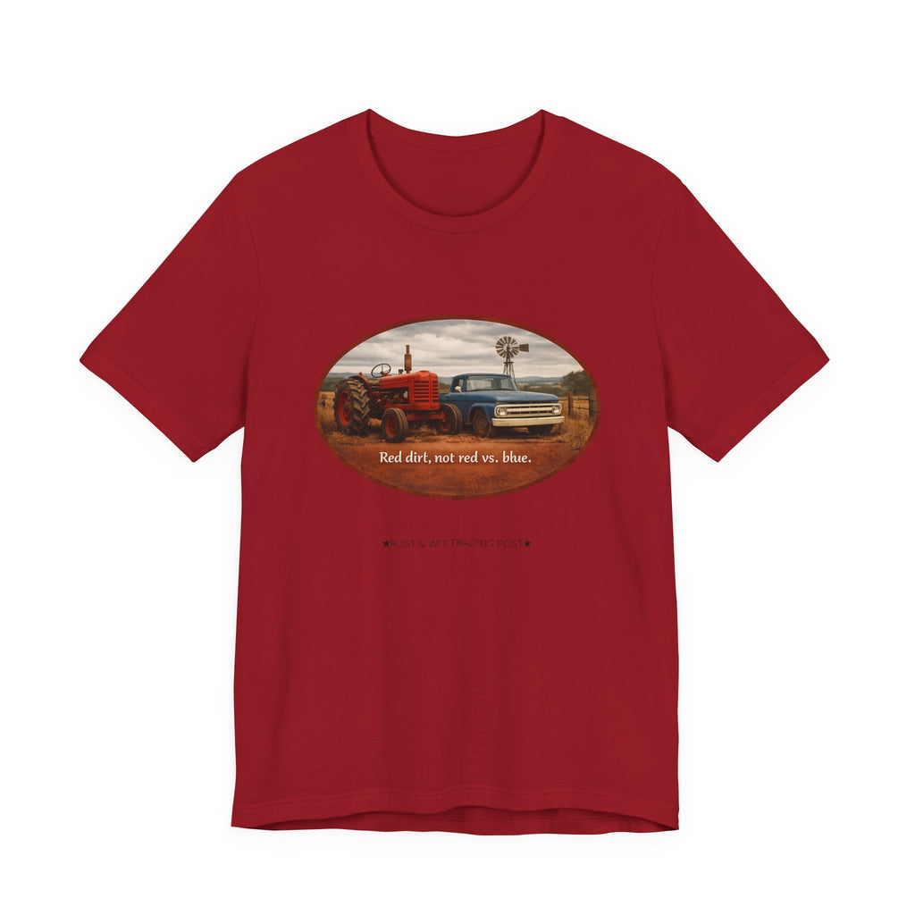 Vintage Farm Trucks Tee — "Red dirt, not red vs. blue."