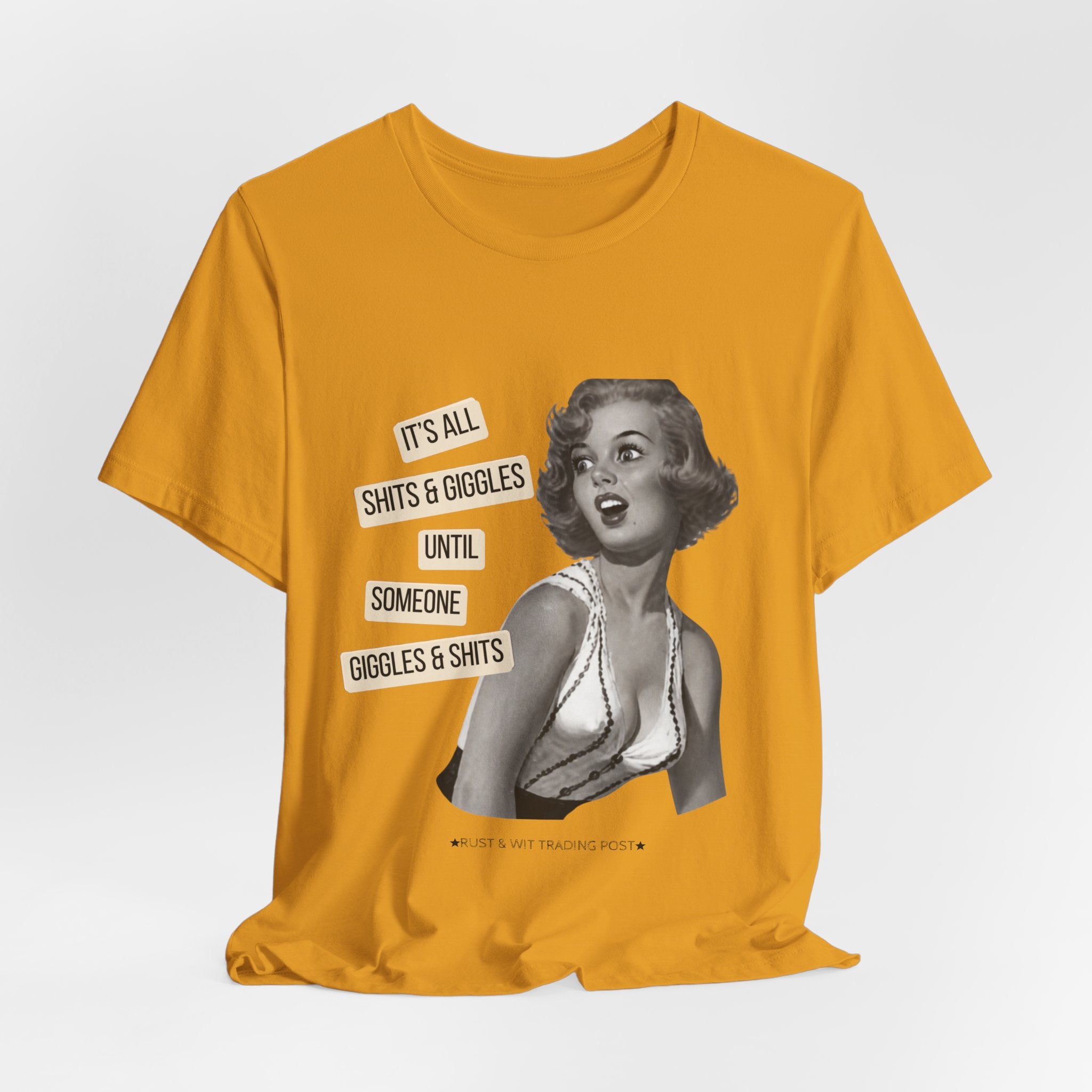 Graphic Tee — Retro Pin-Up 'It's All Shits & Giggles' Funny Vintage Shirt