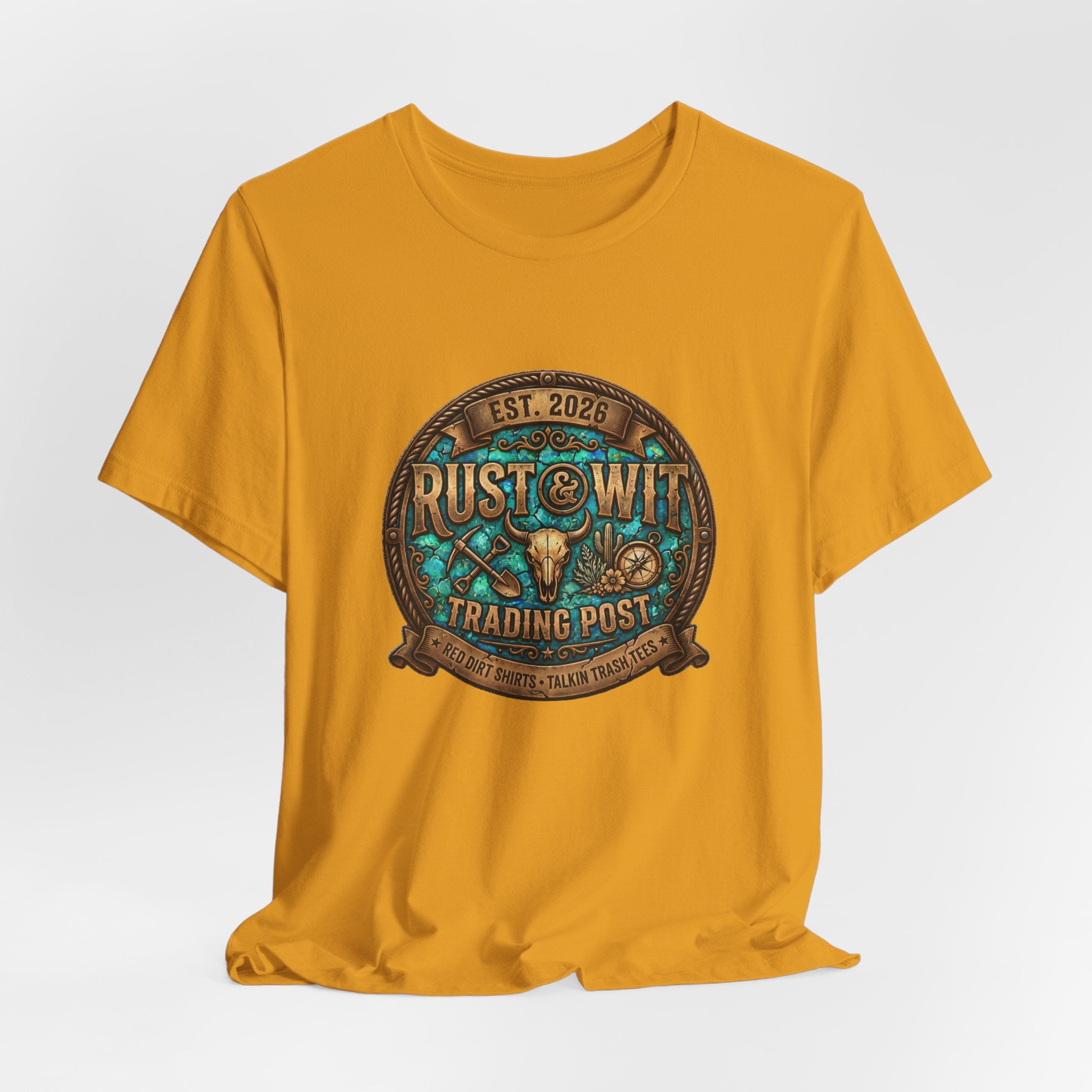 Rust & Wit Trading Post Graphic Tee — Vintage Western Badge T‑Shirt