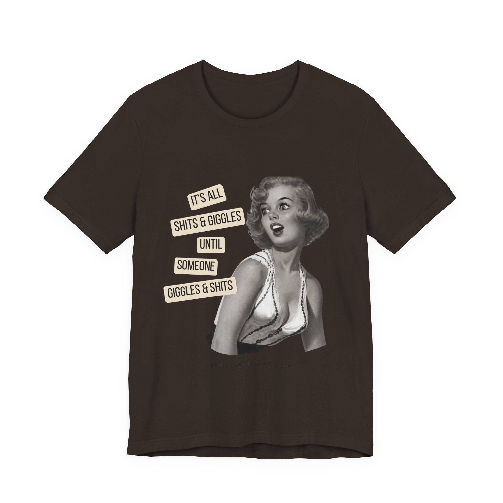 Graphic Tee — Retro Pin-Up 'It's All Shits & Giggles' Funny Vintage Shirt