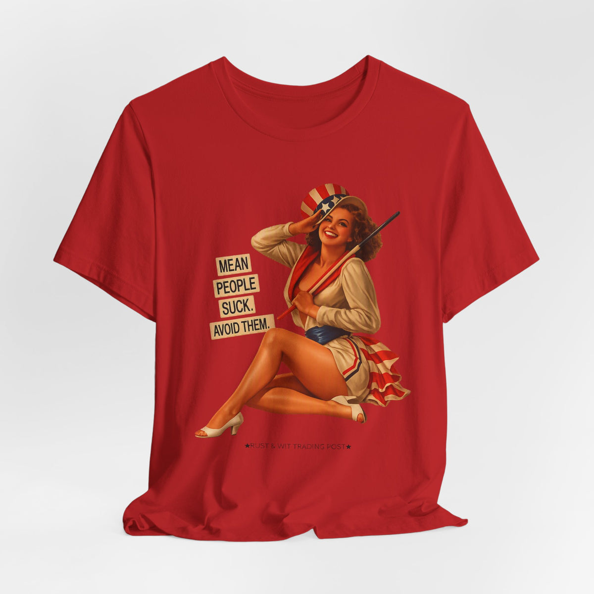 Mean People Suck Avoid Them — Vintage Pinup Humor Unisex Graphic Tee