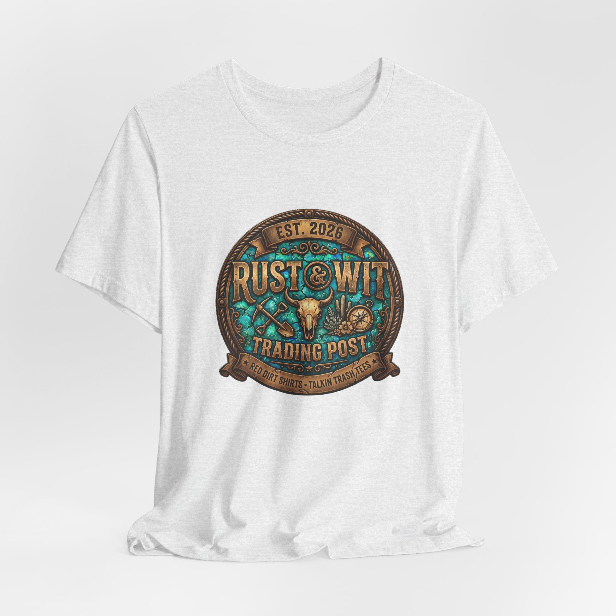 Rust & Wit Trading Post Graphic Tee — Vintage Western Badge T‑Shirt