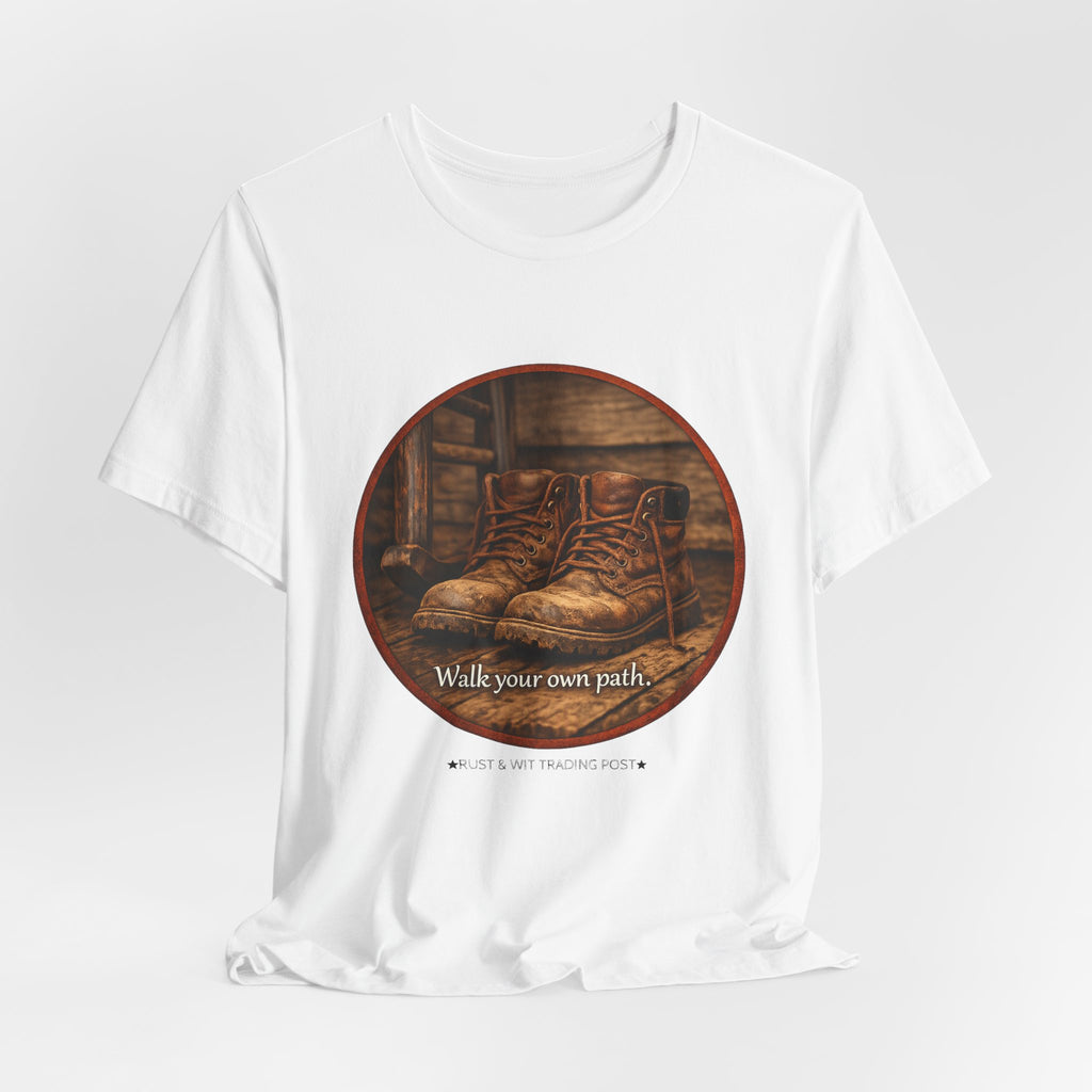 Vintage Boots Graphic Tee — "Walk Your Own Path" Inspirational T‑Shirt