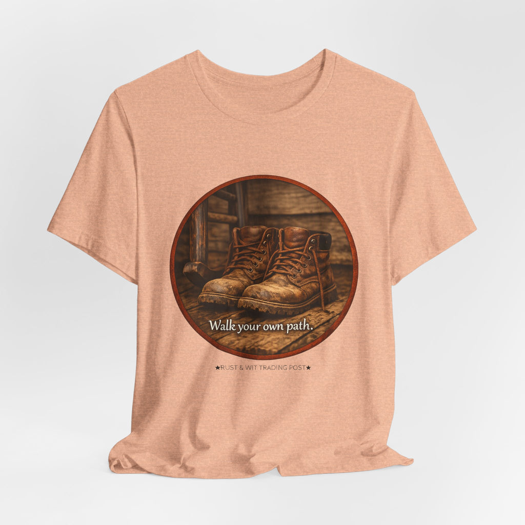 Vintage Boots Graphic Tee — "Walk Your Own Path" Inspirational T‑Shirt