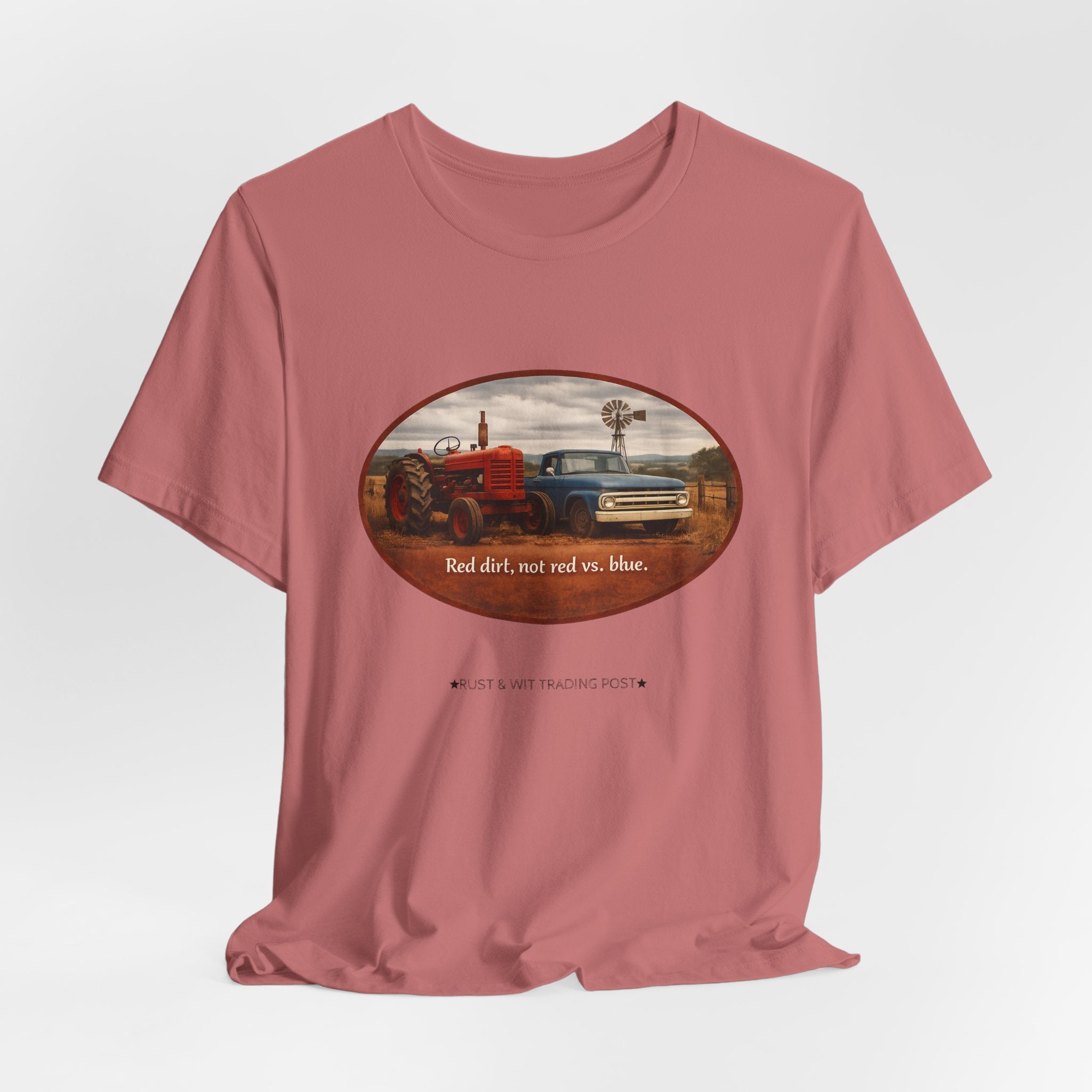 Vintage Farm Trucks Tee — "Red dirt, not red vs. blue."