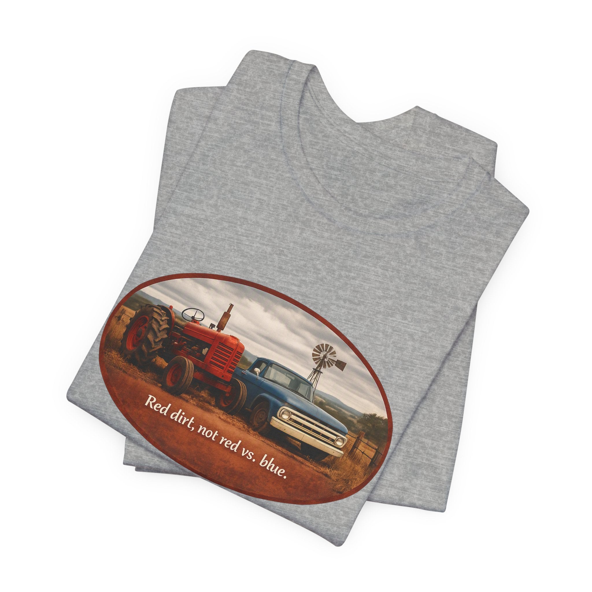 Vintage Farm Trucks Tee — "Red dirt, not red vs. blue."