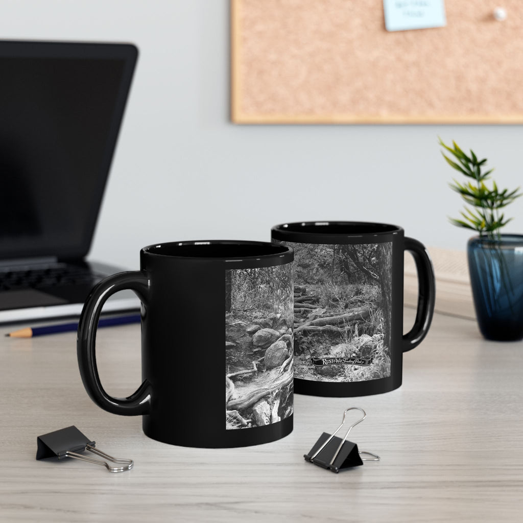 Forest Roots Path Mug | Black Ceramic Coffee Mug