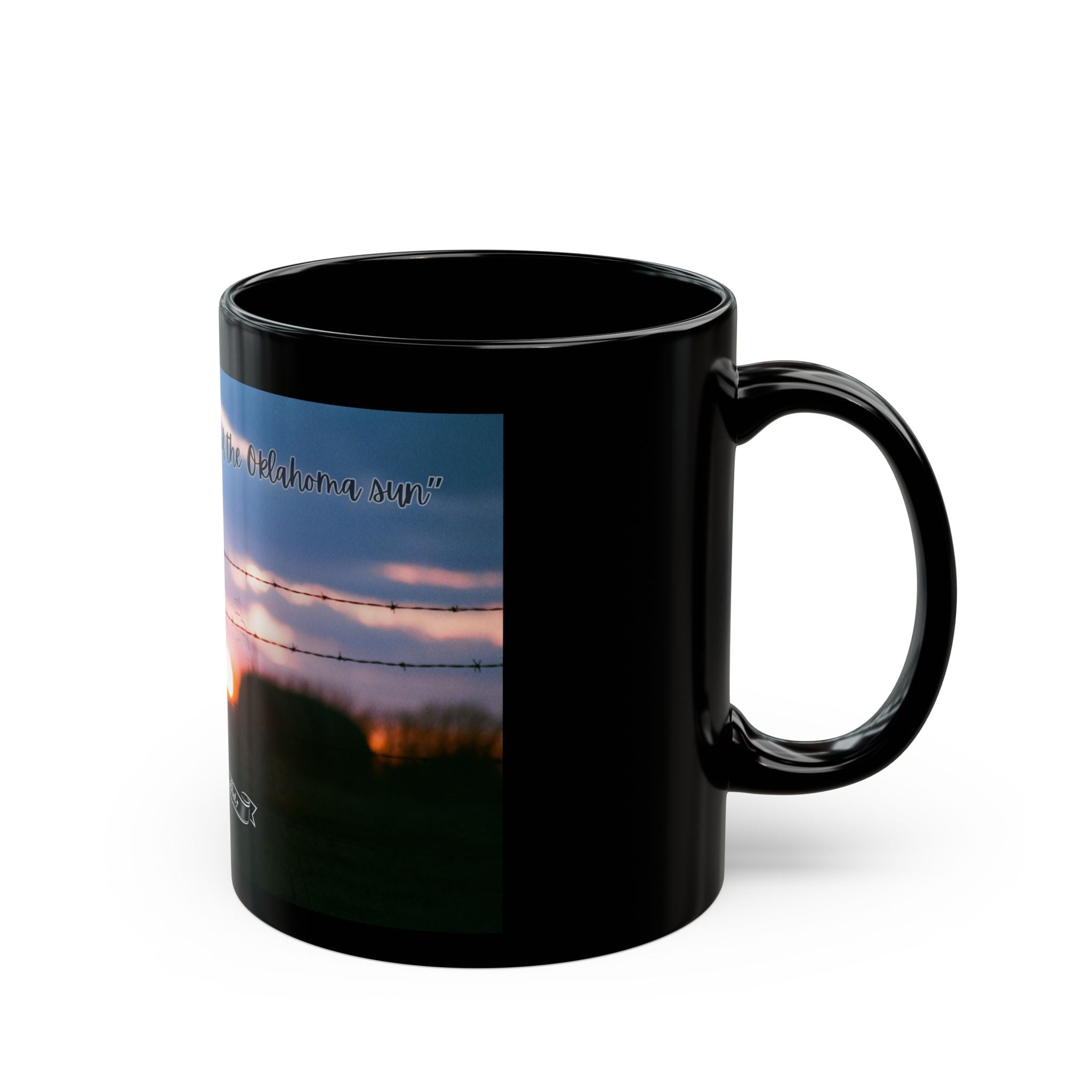 Sunset Barbed Wire Black Mug – Inspirational Quote Coffee Cup (11oz/15oz)