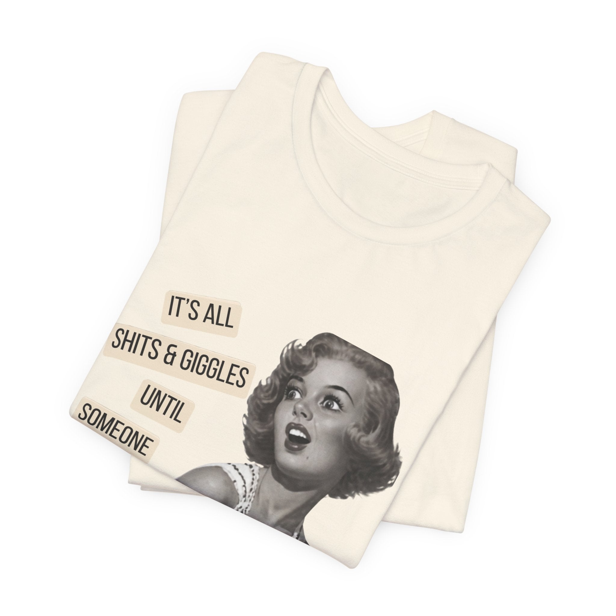 Graphic Tee — Retro Pin-Up 'It's All Shits & Giggles' Funny Vintage Shirt