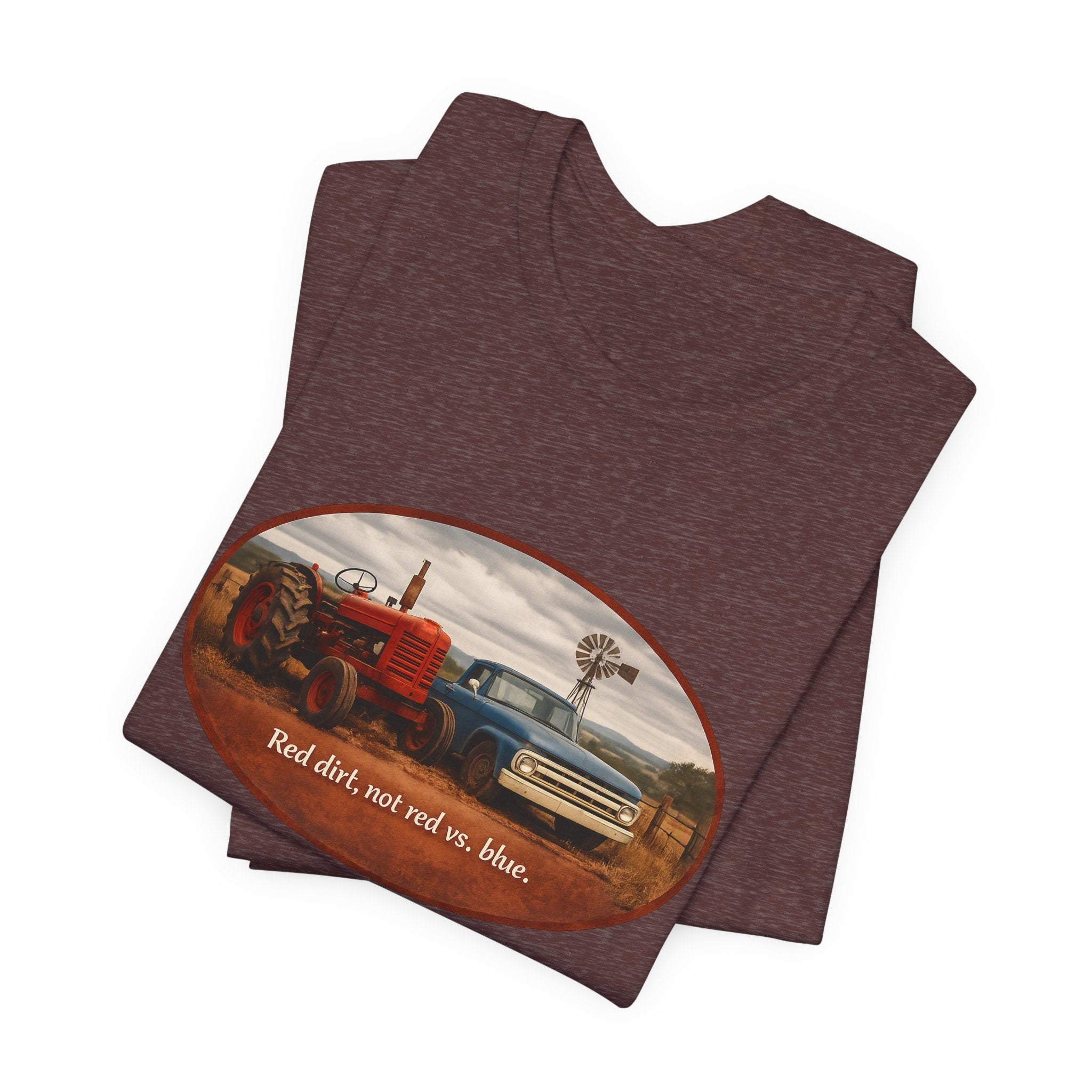 Vintage Farm Trucks Tee — "Red dirt, not red vs. blue."