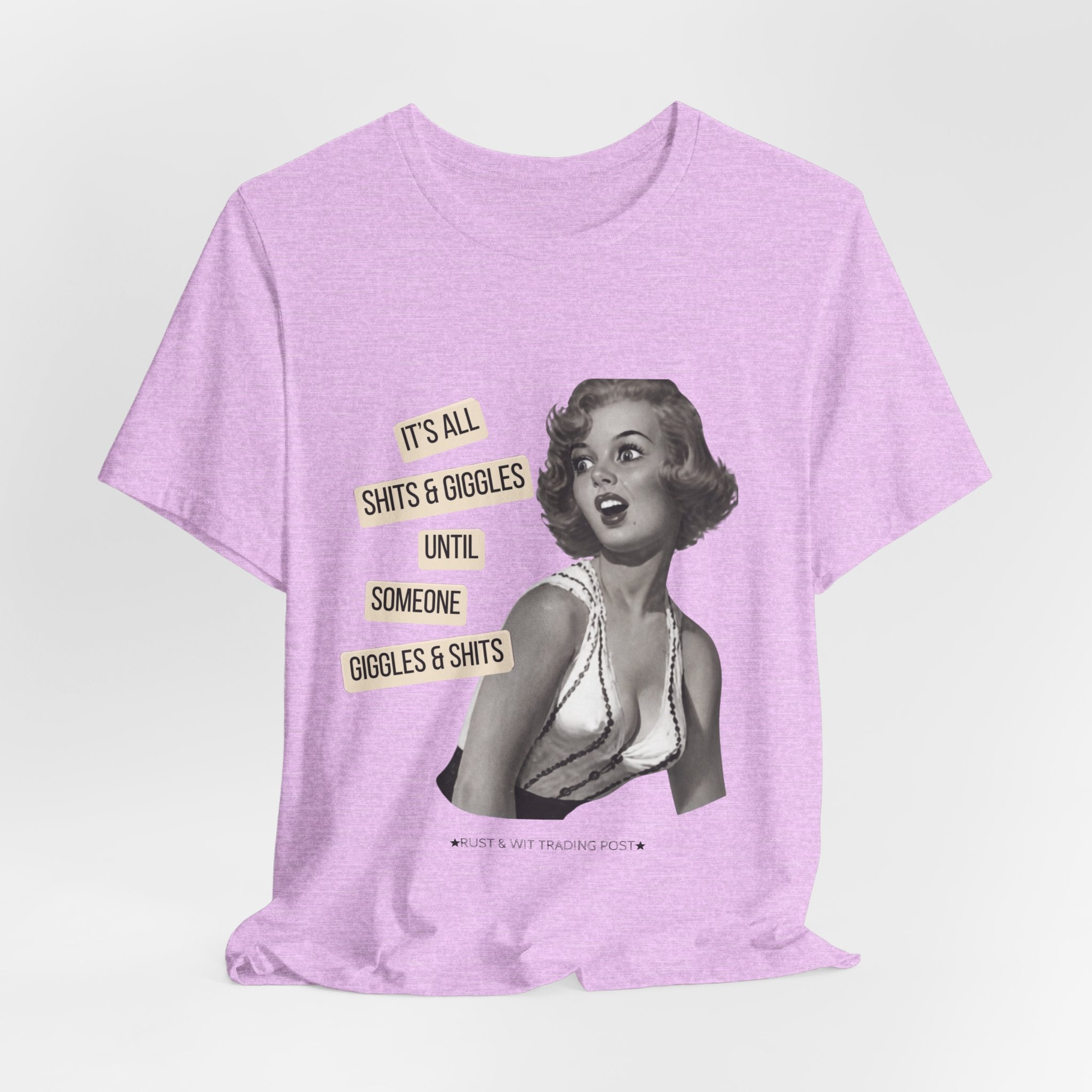 Graphic Tee — Retro Pin-Up 'It's All Shits & Giggles' Funny Vintage Shirt