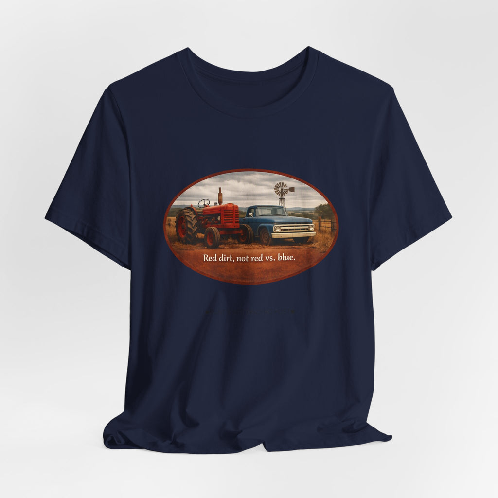 Vintage Farm Trucks Tee — "Red dirt, not red vs. blue."