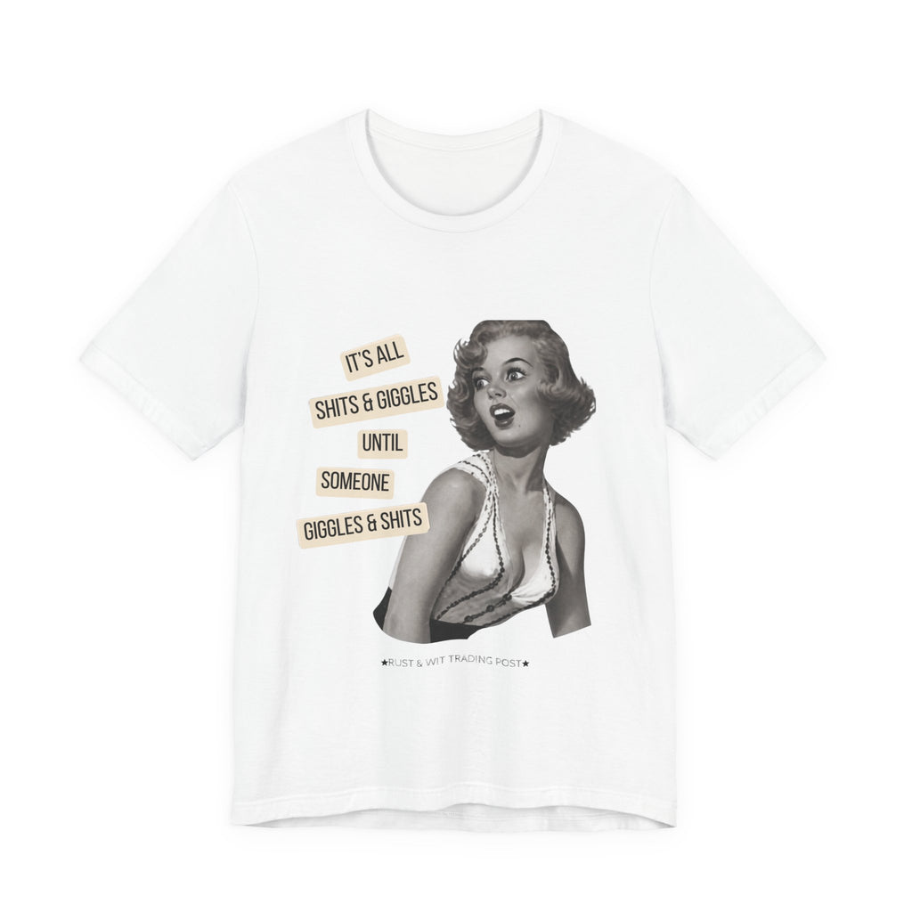 Graphic Tee — Retro Pin-Up 'It's All Shits & Giggles' Funny Vintage Shirt
