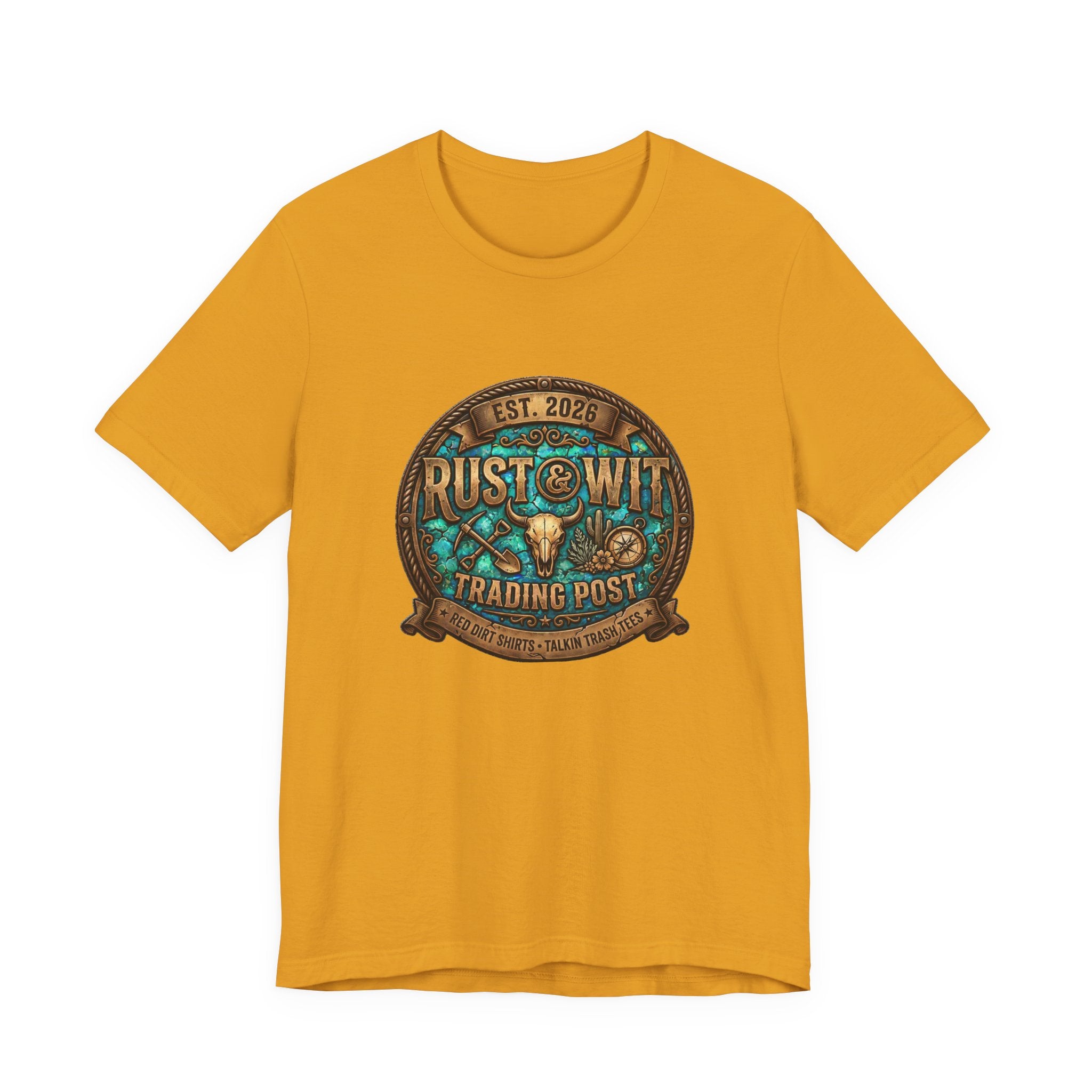 Rust & Wit Trading Post Graphic Tee — Vintage Western Badge T‑Shirt