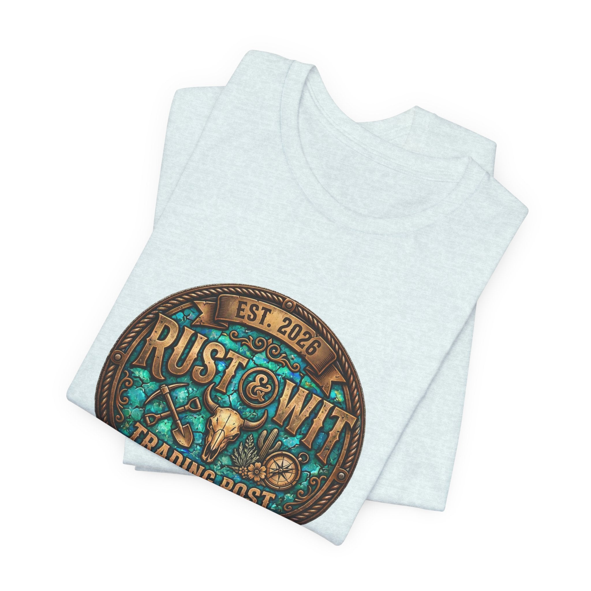 Rust & Wit Trading Post Graphic Tee — Vintage Western Badge T‑Shirt