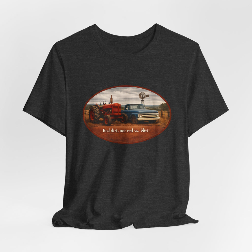 Vintage Farm Trucks Tee — "Red dirt, not red vs. blue."