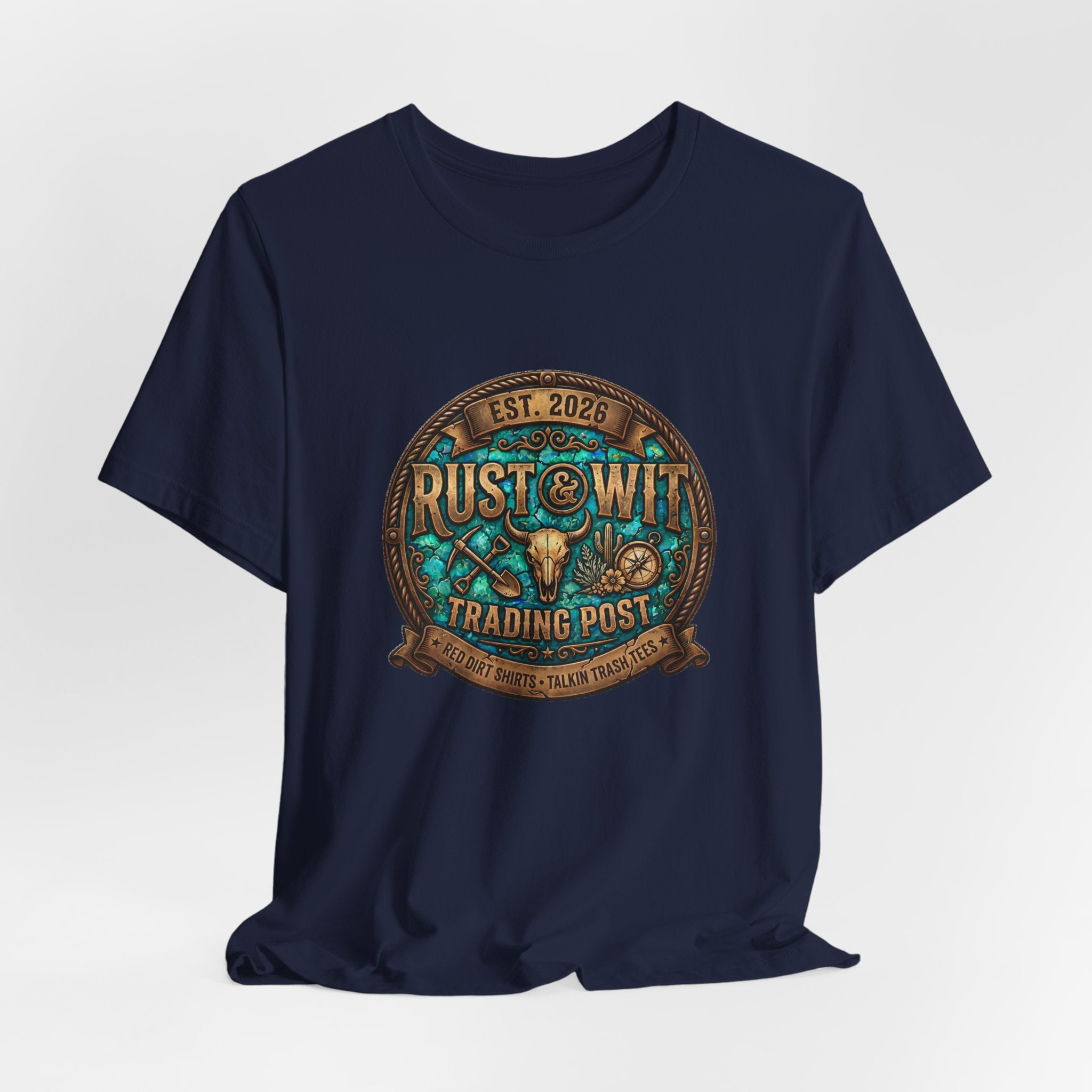 Rust & Wit Trading Post Graphic Tee — Vintage Western Badge T‑Shirt