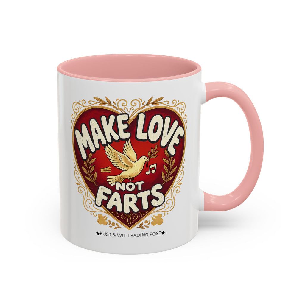Make Love Not Farts — Funny Retro Heart Graphic Coffee Mug (11oz & 15oz)
