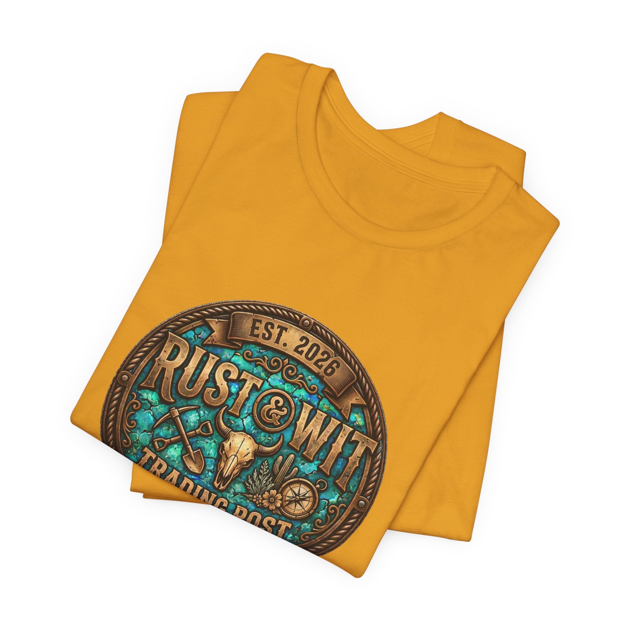 Rust & Wit Trading Post Graphic Tee — Vintage Western Badge T‑Shirt