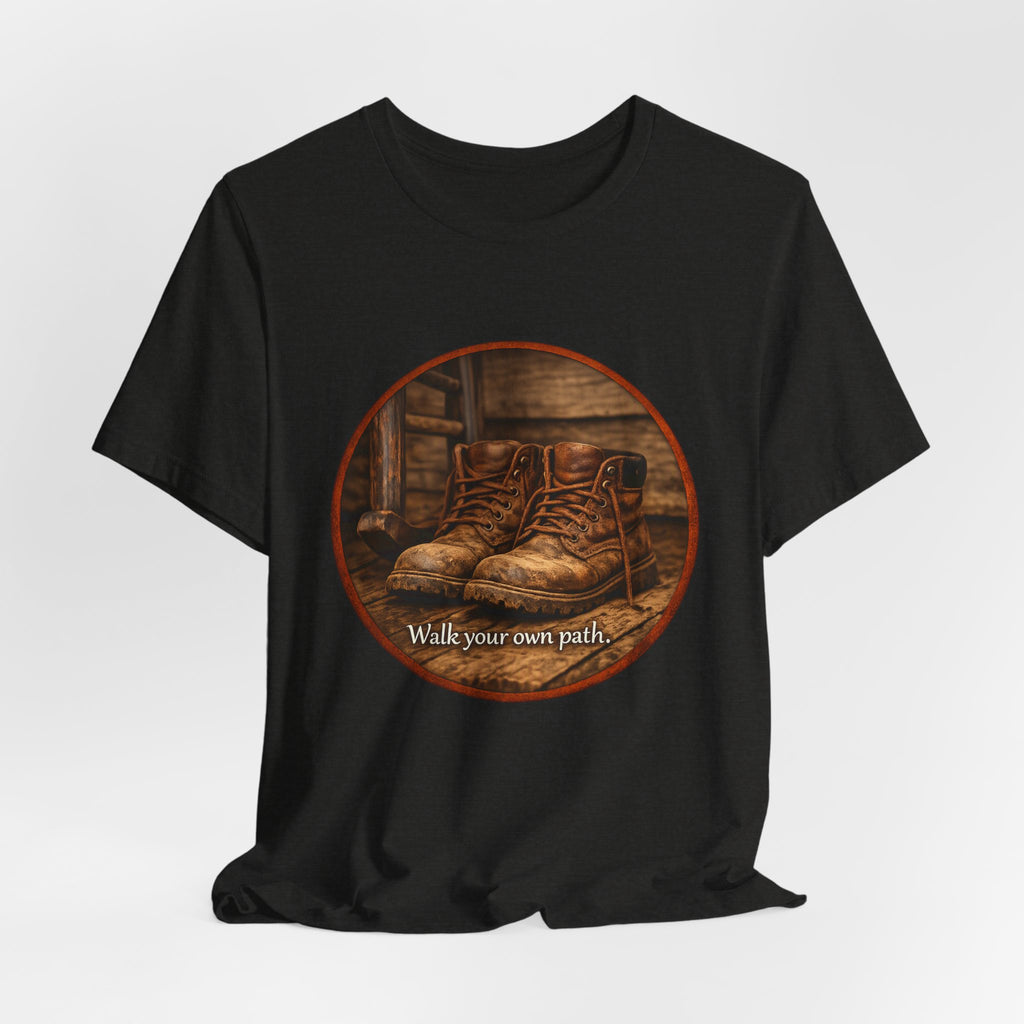 Vintage Boots Graphic Tee — "Walk Your Own Path" Inspirational T‑Shirt