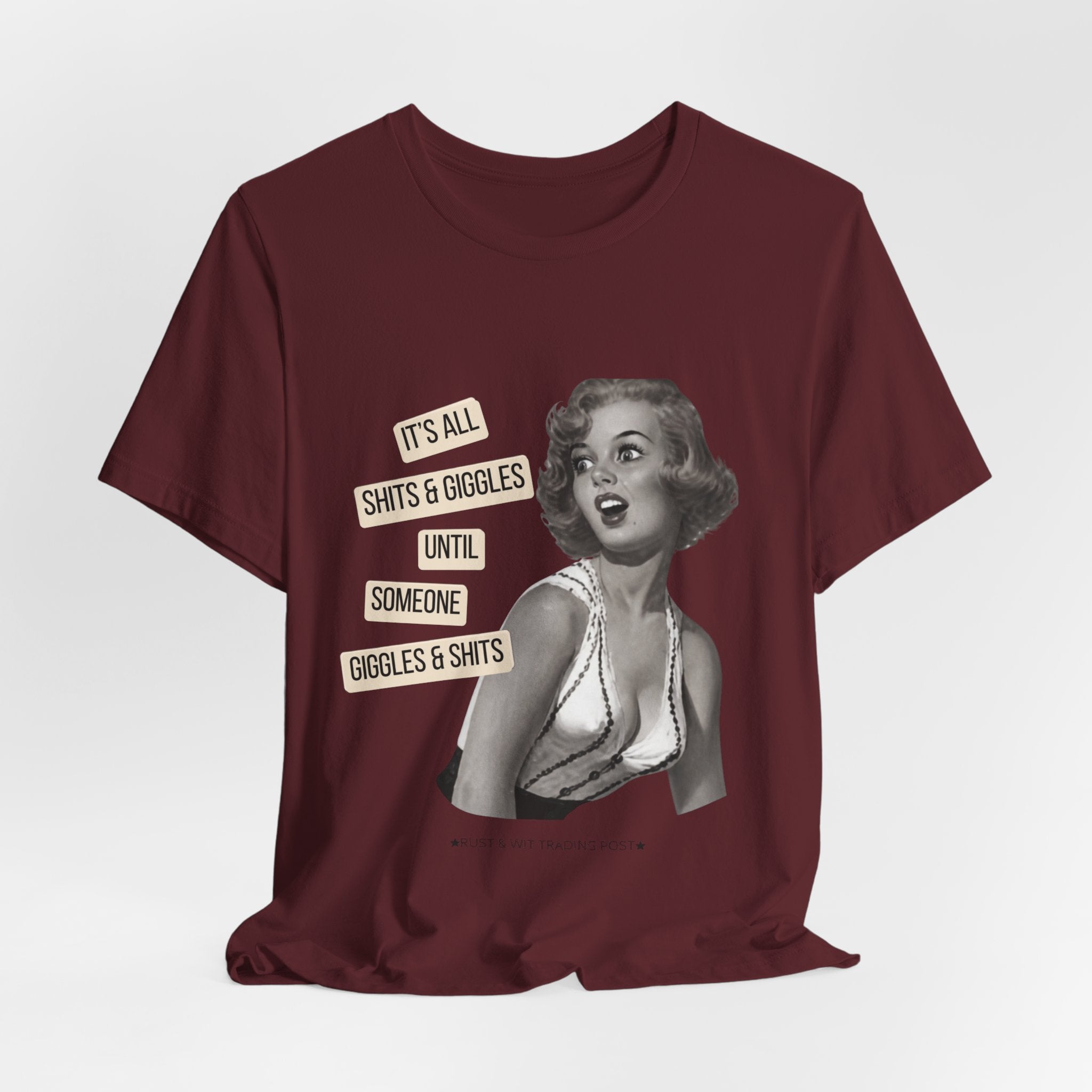 Graphic Tee — Retro Pin-Up 'It's All Shits & Giggles' Funny Vintage Shirt