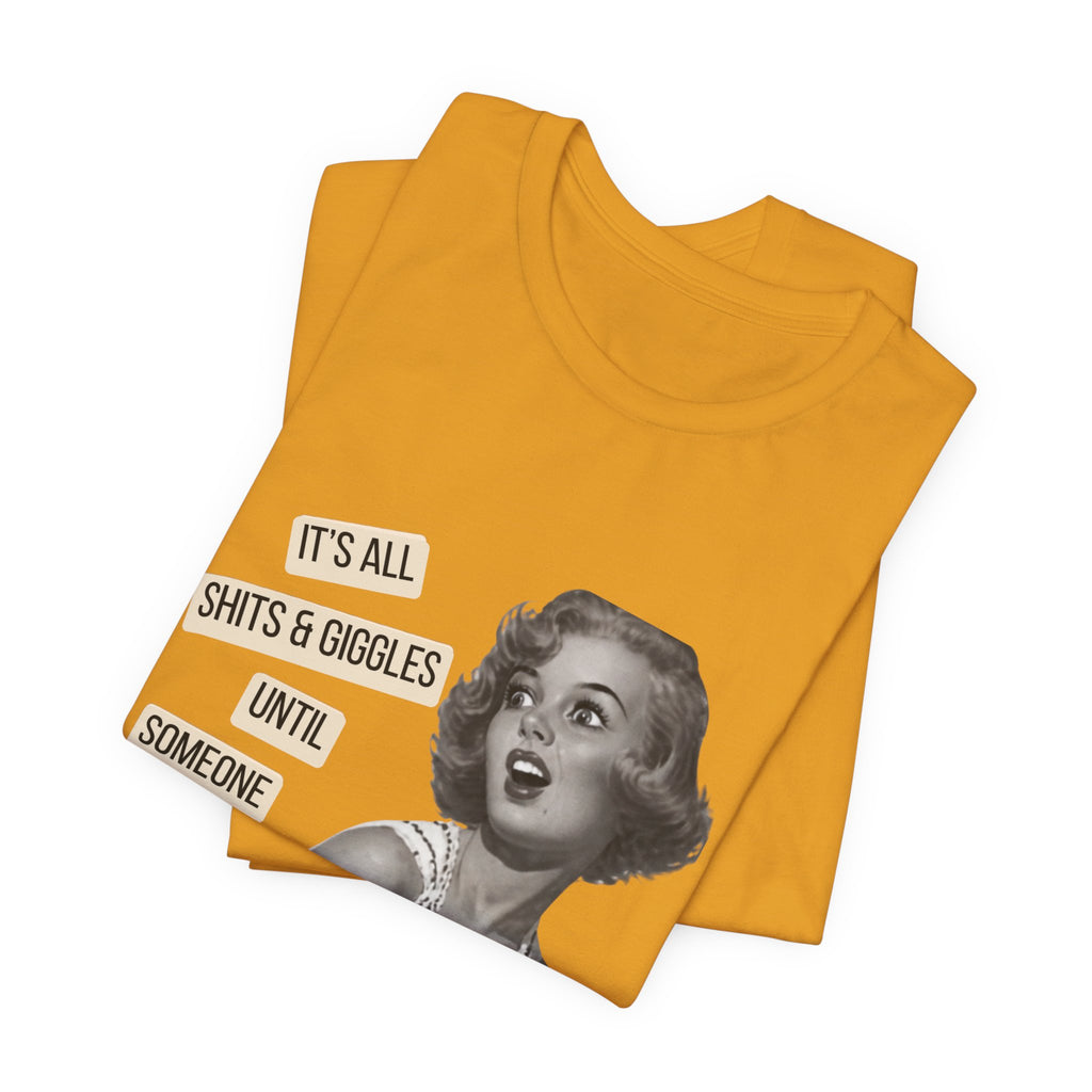 Graphic Tee — Retro Pin-Up 'It's All Shits & Giggles' Funny Vintage Shirt