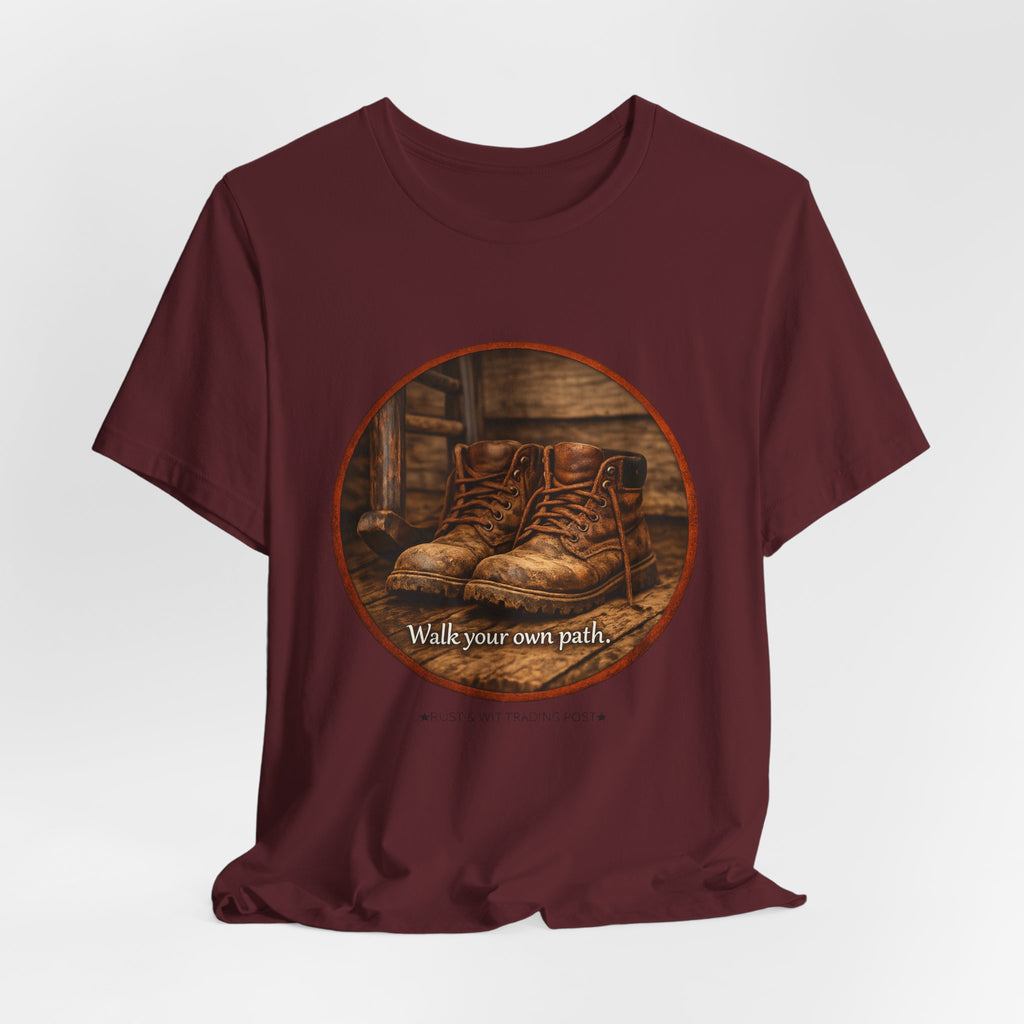 Vintage Boots Graphic Tee — "Walk Your Own Path" Inspirational T‑Shirt