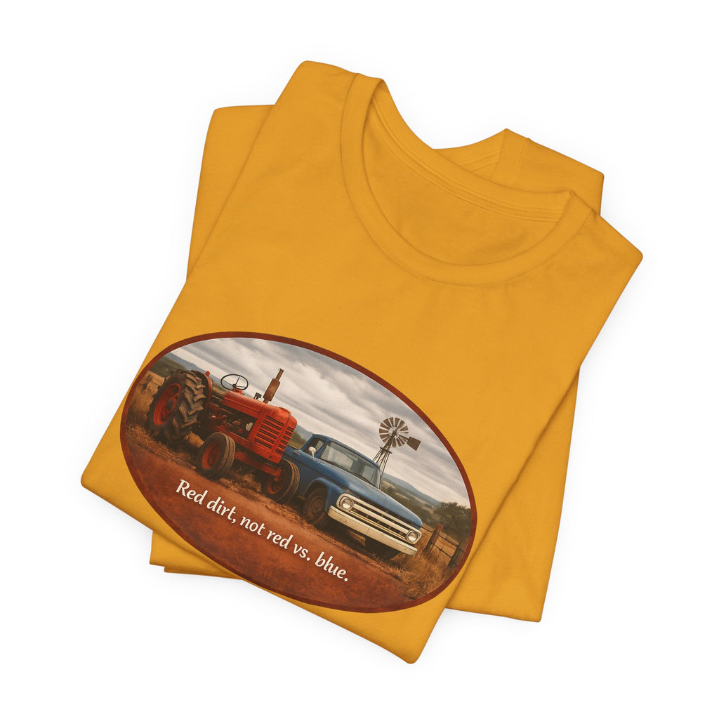 Vintage Farm Trucks Tee — "Red dirt, not red vs. blue."