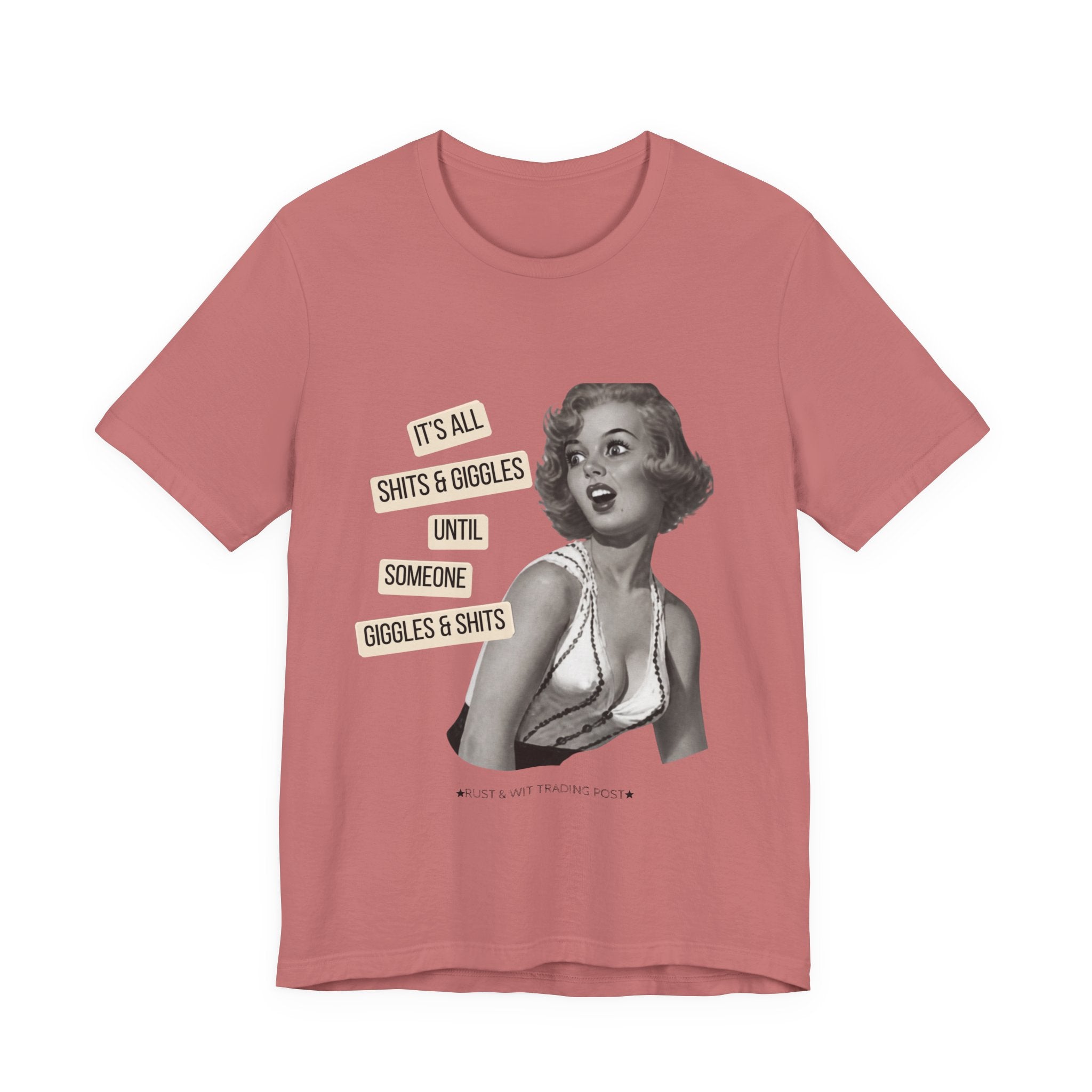 Graphic Tee — Retro Pin-Up 'It's All Shits & Giggles' Funny Vintage Shirt