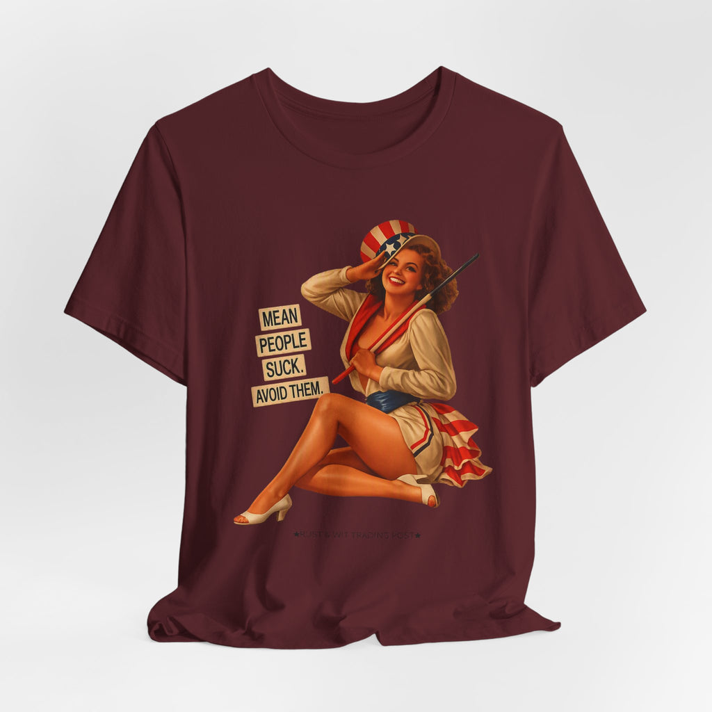 Mean People Suck Avoid Them — Vintage Pinup Humor Unisex Graphic Tee