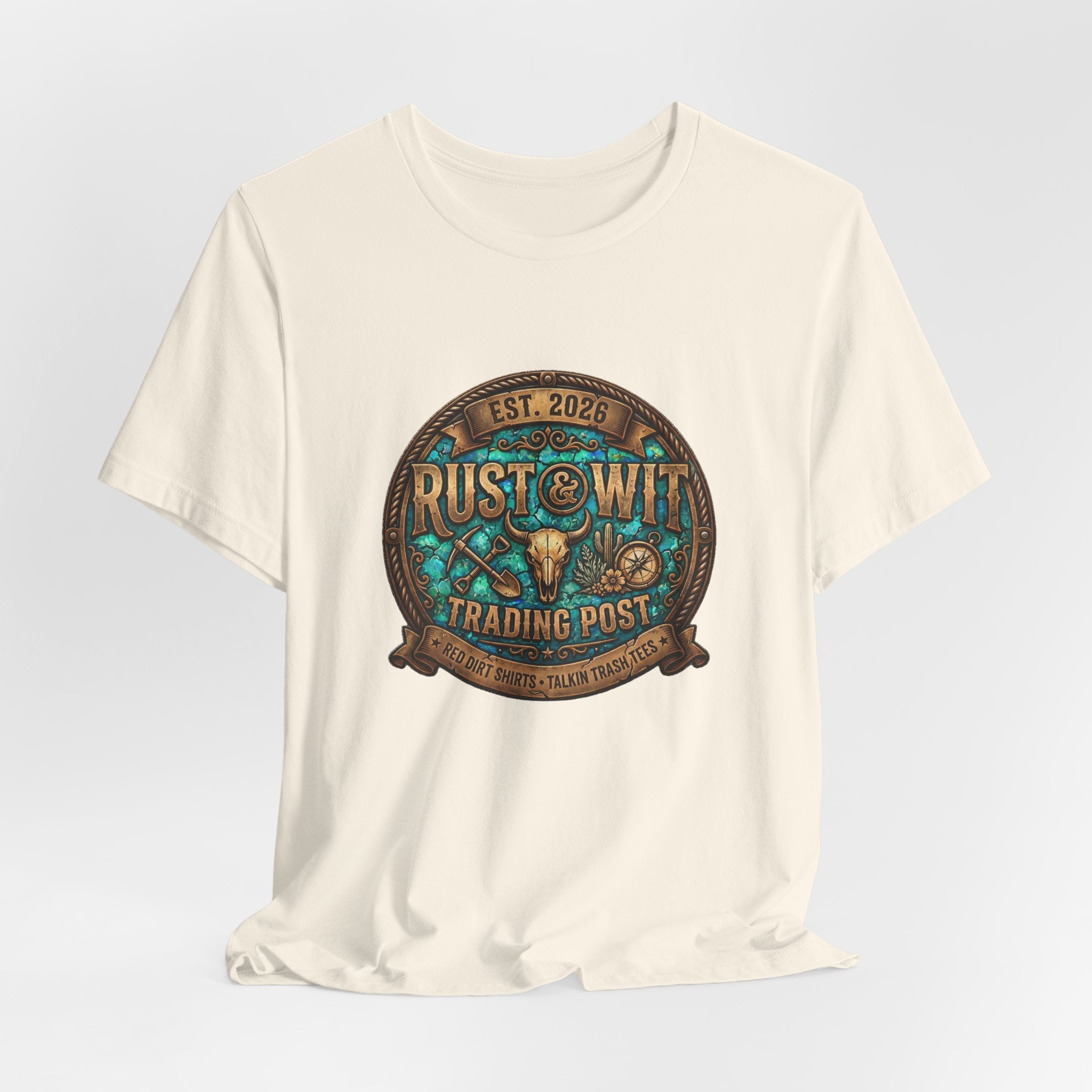 Rust & Wit Trading Post Graphic Tee — Vintage Western Badge T‑Shirt