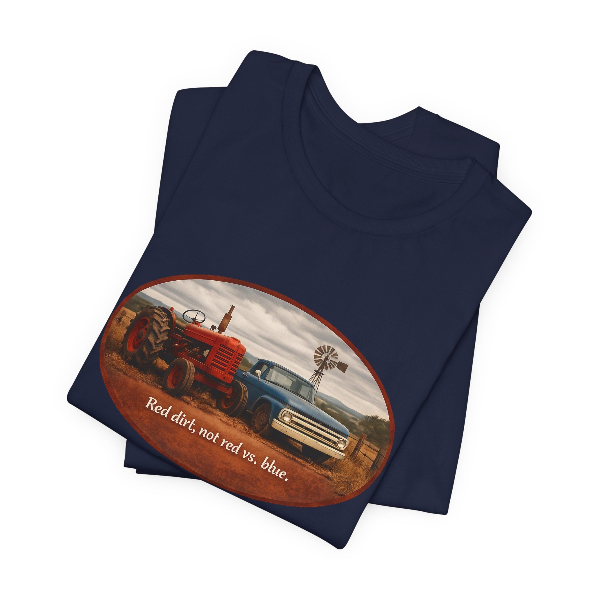 Vintage Farm Trucks Tee — "Red dirt, not red vs. blue."