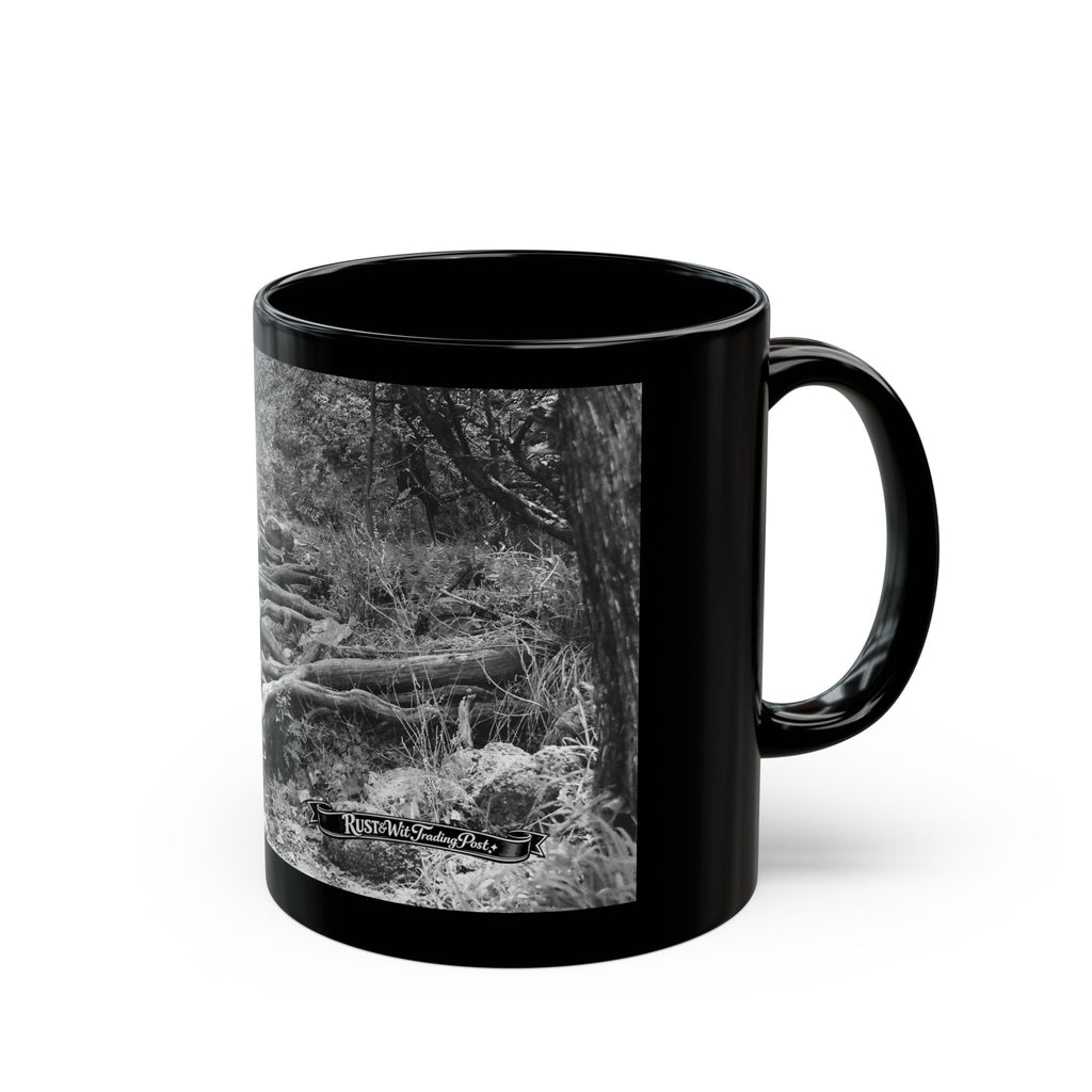 Forest Roots Path Mug | Black Ceramic Coffee Mug