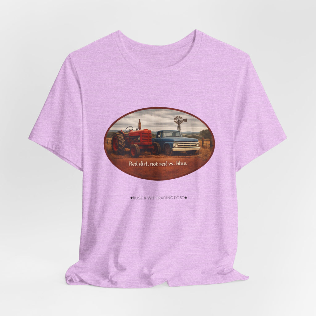 Vintage Farm Trucks Tee — "Red dirt, not red vs. blue."