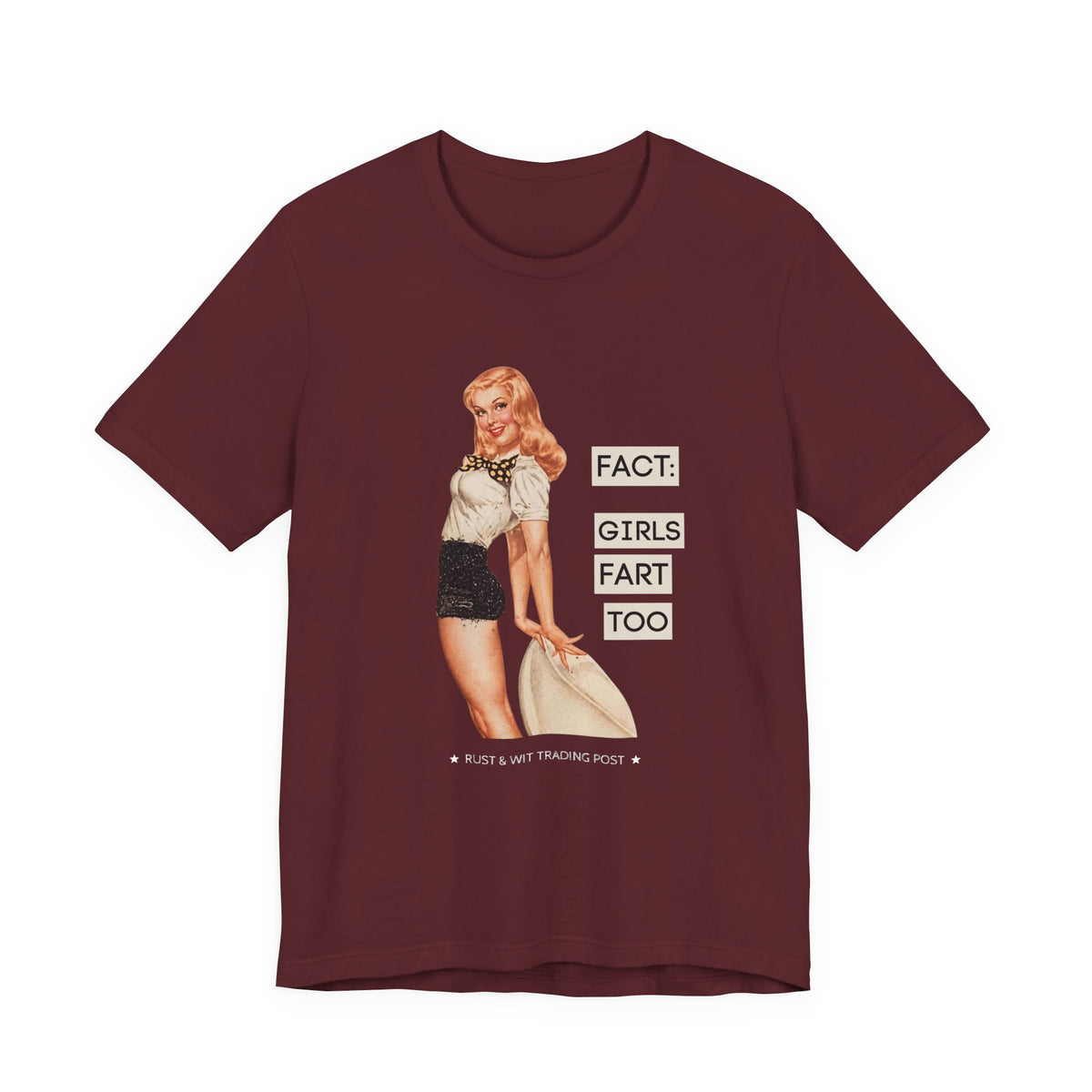 Fact: Girls Fart Too — Funny Retro Pinup Unisex Graphic Tee