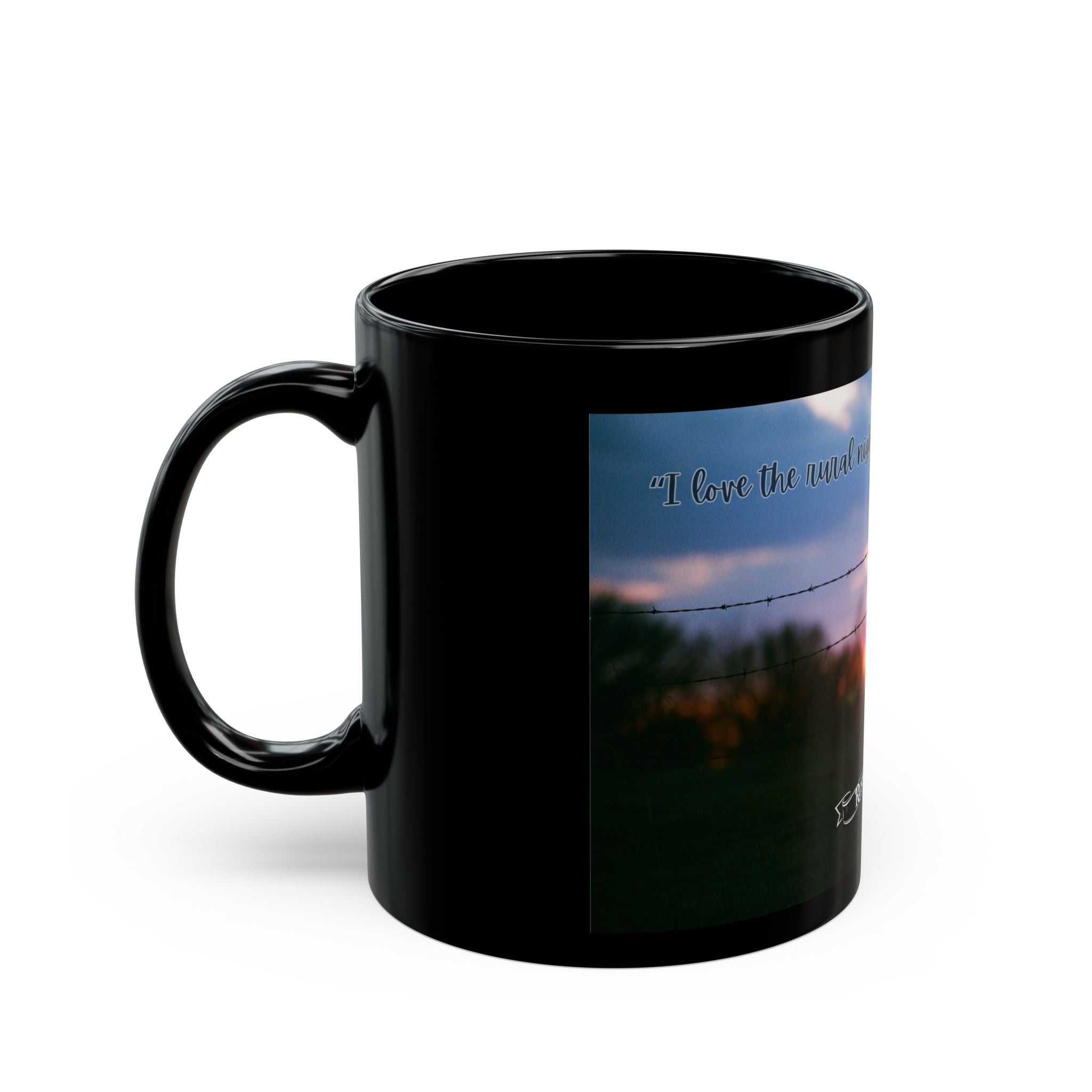 Sunset Barbed Wire Black Mug – Inspirational Quote Coffee Cup (11oz/15oz)