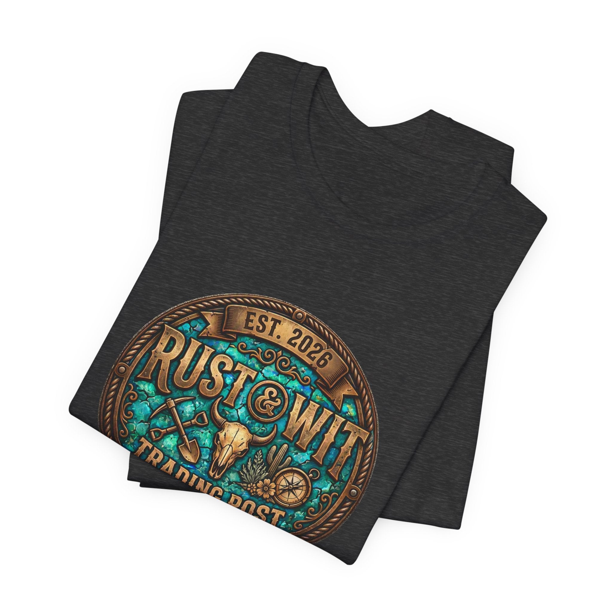 Rust & Wit Trading Post Graphic Tee — Vintage Western Badge T‑Shirt