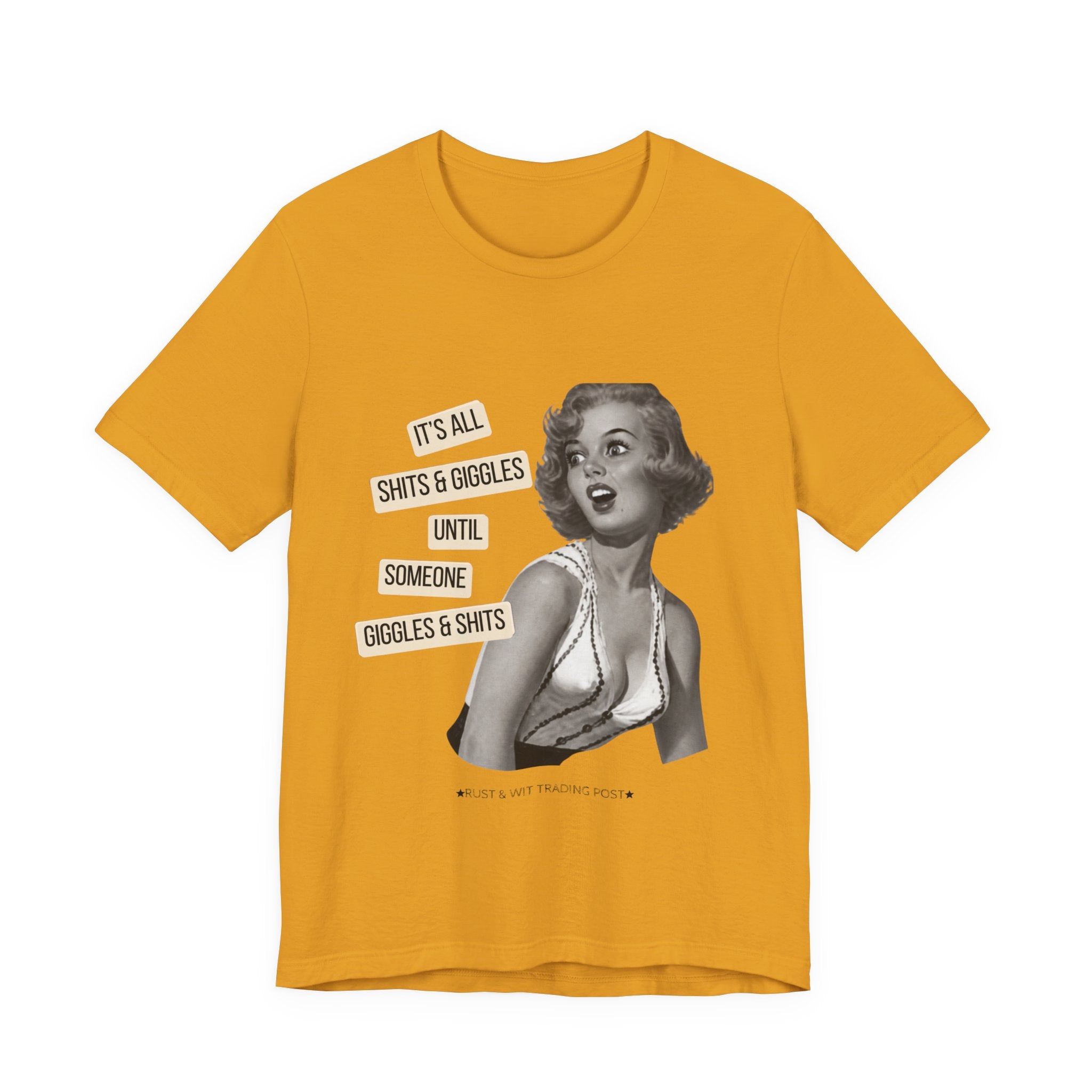 Graphic Tee — Retro Pin-Up 'It's All Shits & Giggles' Funny Vintage Shirt