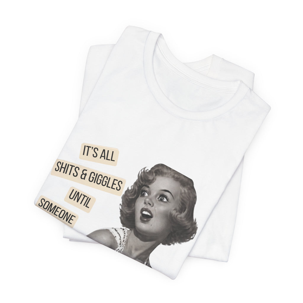 Graphic Tee — Retro Pin-Up 'It's All Shits & Giggles' Funny Vintage Shirt