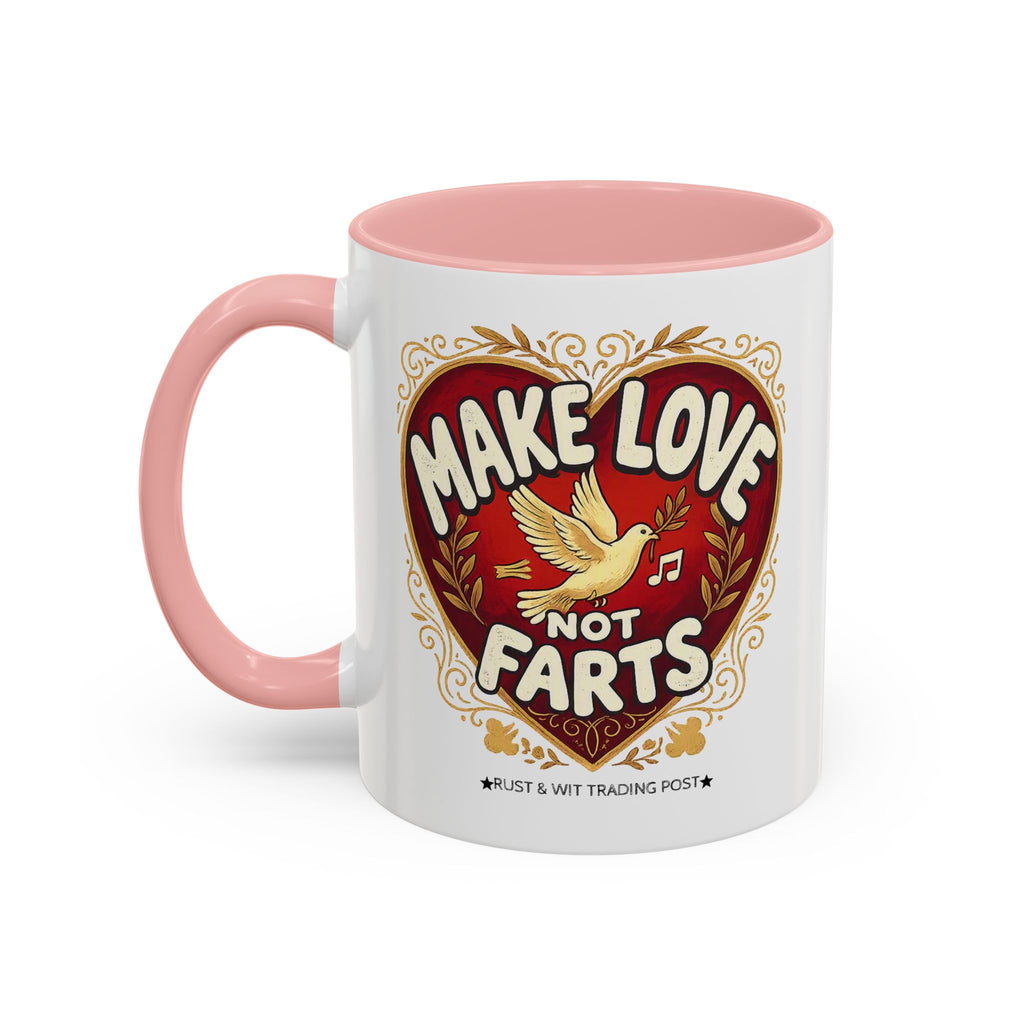 Make Love Not Farts — Funny Retro Heart Graphic Coffee Mug (11oz & 15oz)
