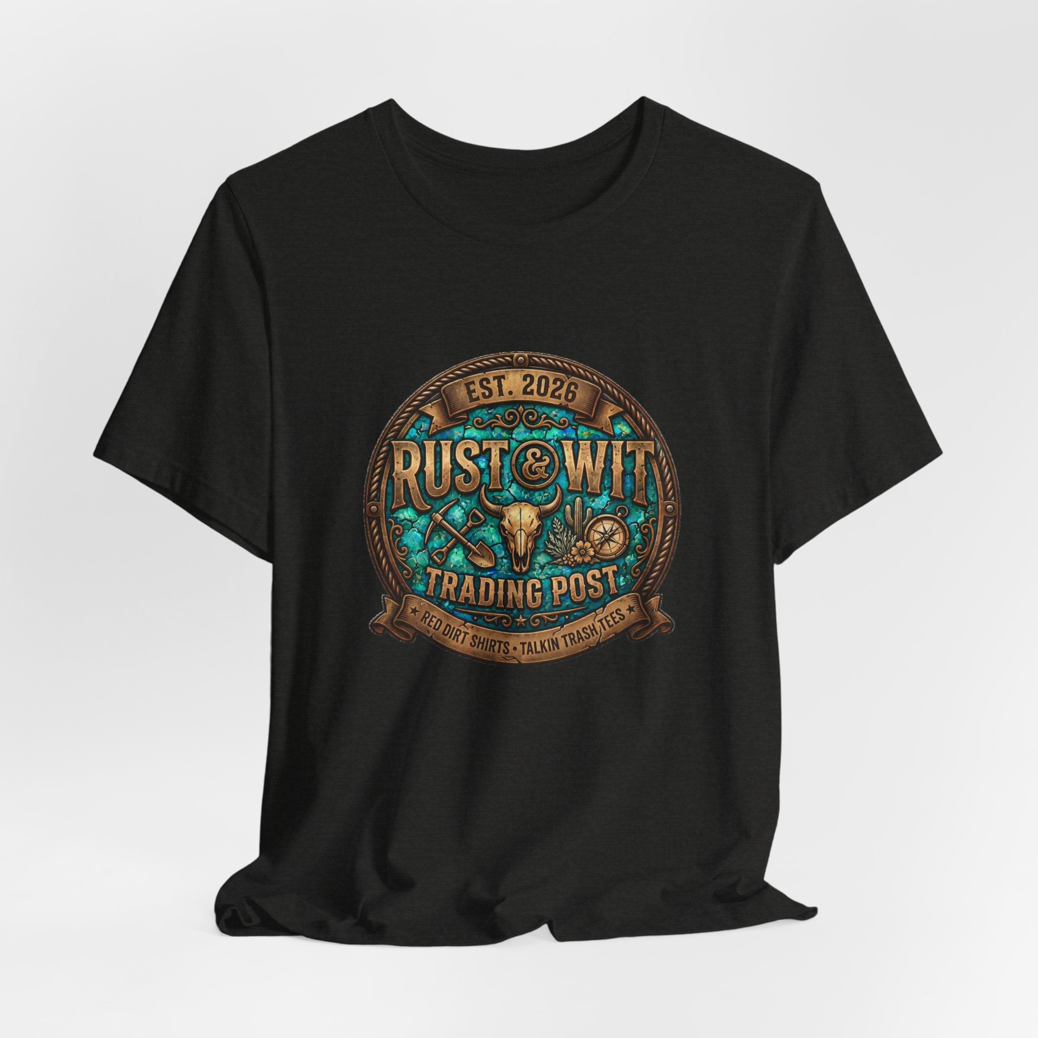 Rust & Wit Trading Post Graphic Tee — Vintage Western Badge T‑Shirt